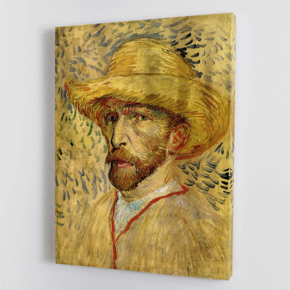 Self-Portrait with Straw Hat 2 by Van Gogh Canvas Print or Poster - Canvas Art Rocks - 1