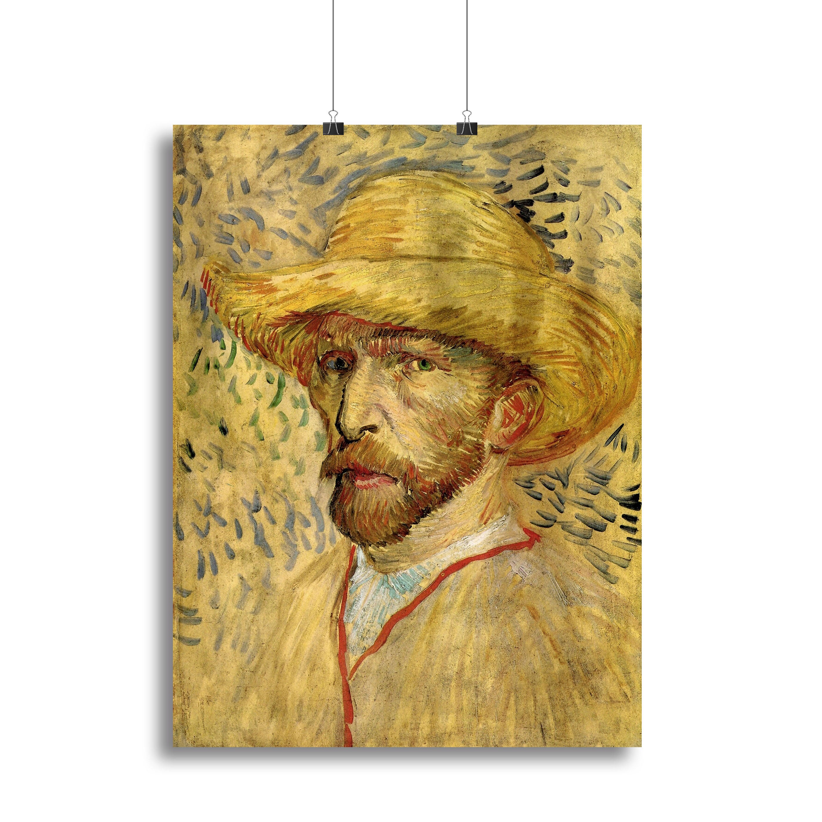 Self-Portrait with Straw Hat 2 by Van Gogh Canvas Print or Poster - Canvas Art Rocks - 2