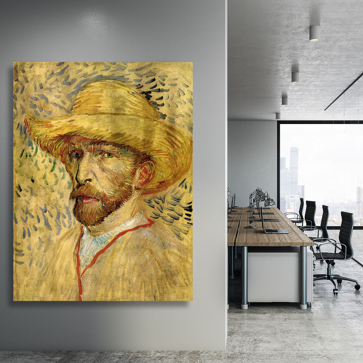 Self-Portrait with Straw Hat 2 by Van Gogh Canvas Print or Poster - Canvas Art Rocks - 3
