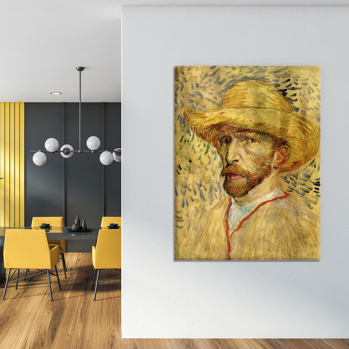 Self-Portrait with Straw Hat 2 by Van Gogh Canvas Print or Poster - Canvas Art Rocks - 4