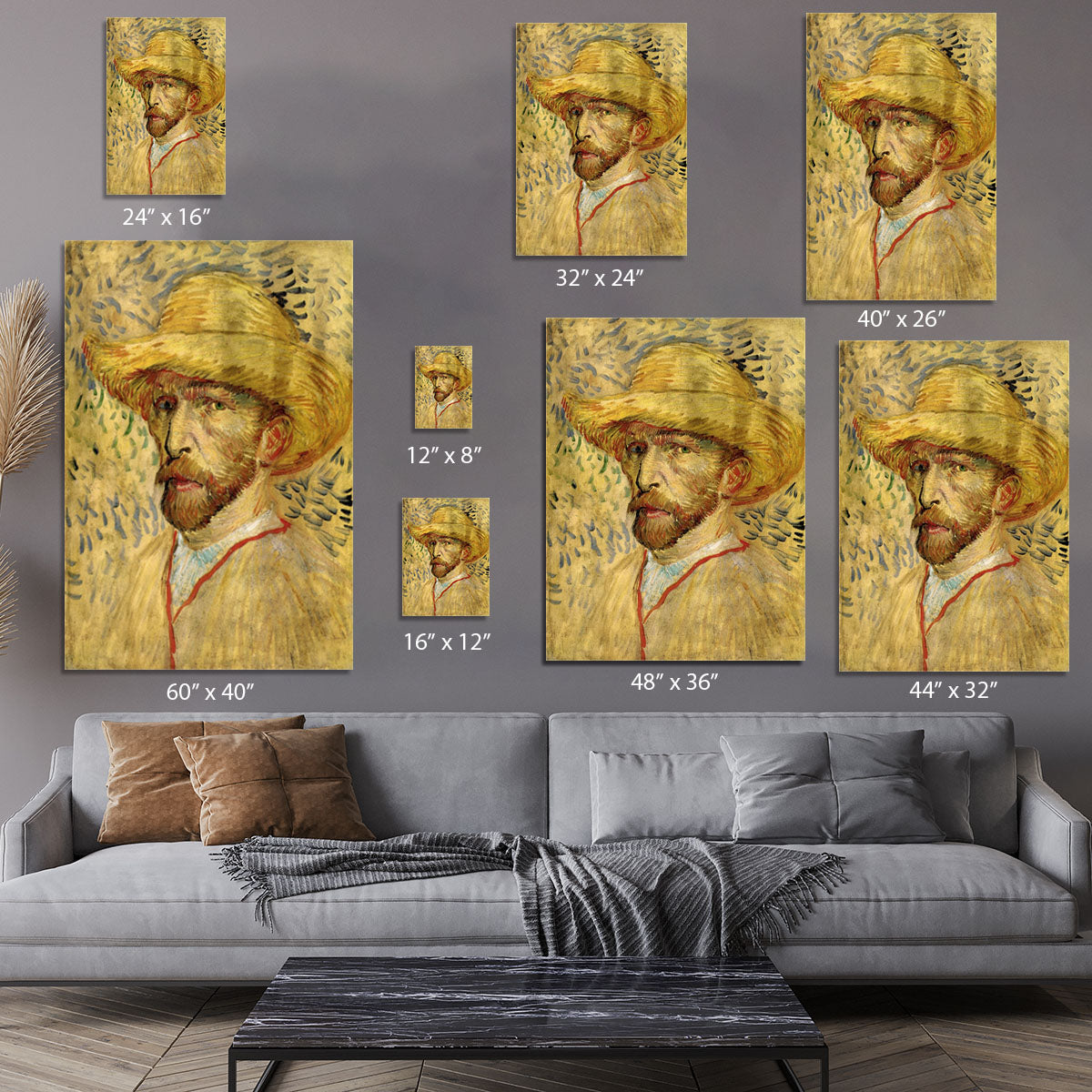 Self-Portrait with Straw Hat 2 by Van Gogh Canvas Print or Poster - Canvas Art Rocks - 7