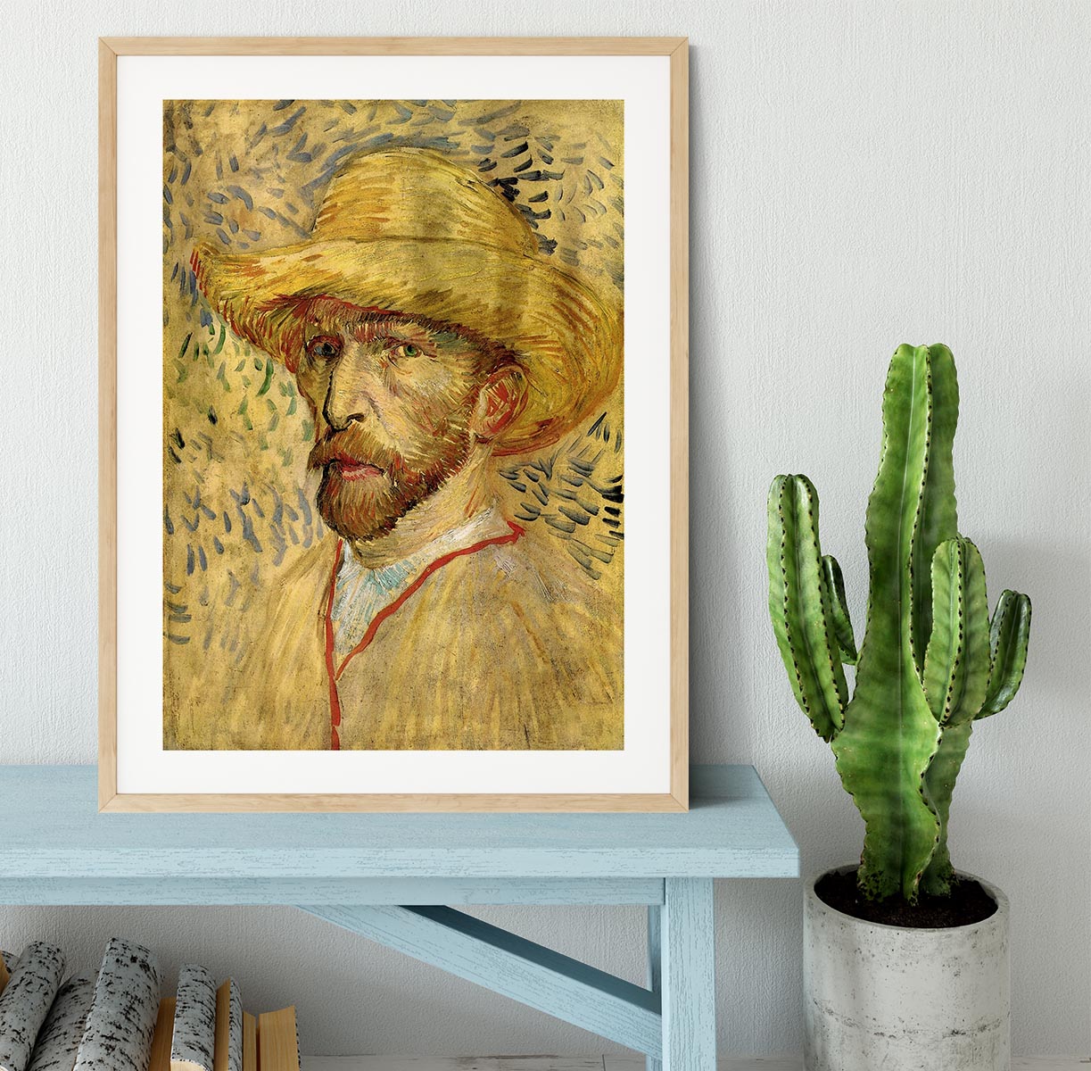 Self-Portrait with Straw Hat 2 by Van Gogh Framed Print - Canvas Art Rocks - 3