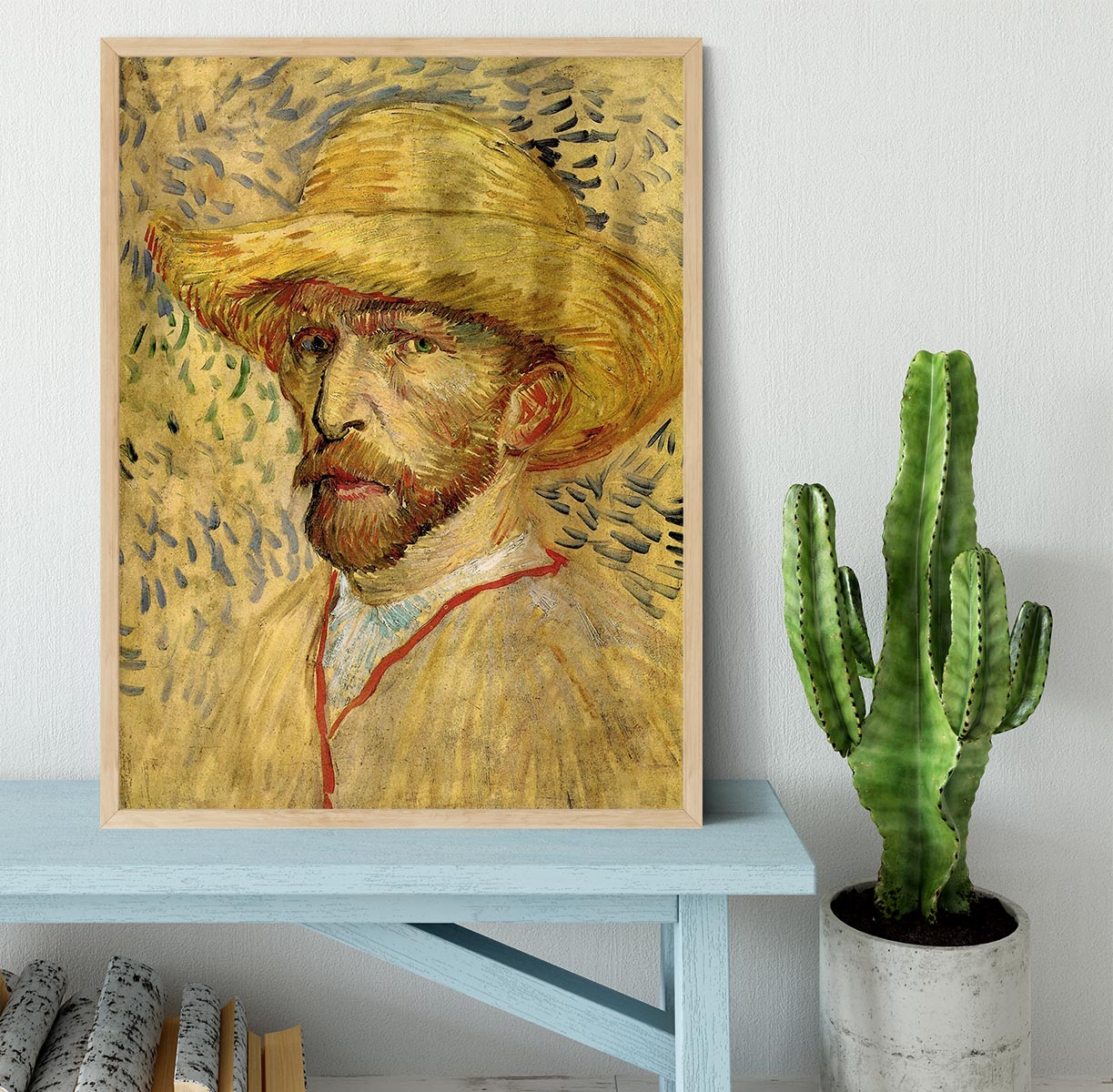 Self-Portrait with Straw Hat 2 by Van Gogh Framed Print - Canvas Art Rocks - 4
