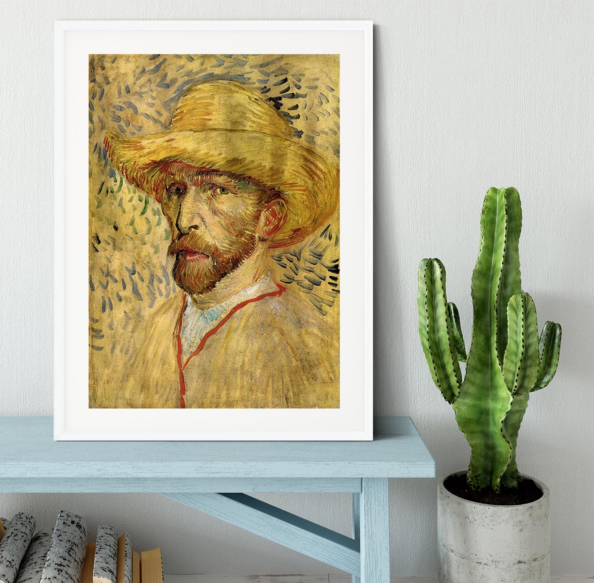 Self-Portrait with Straw Hat 2 by Van Gogh Framed Print - Canvas Art Rocks - 5