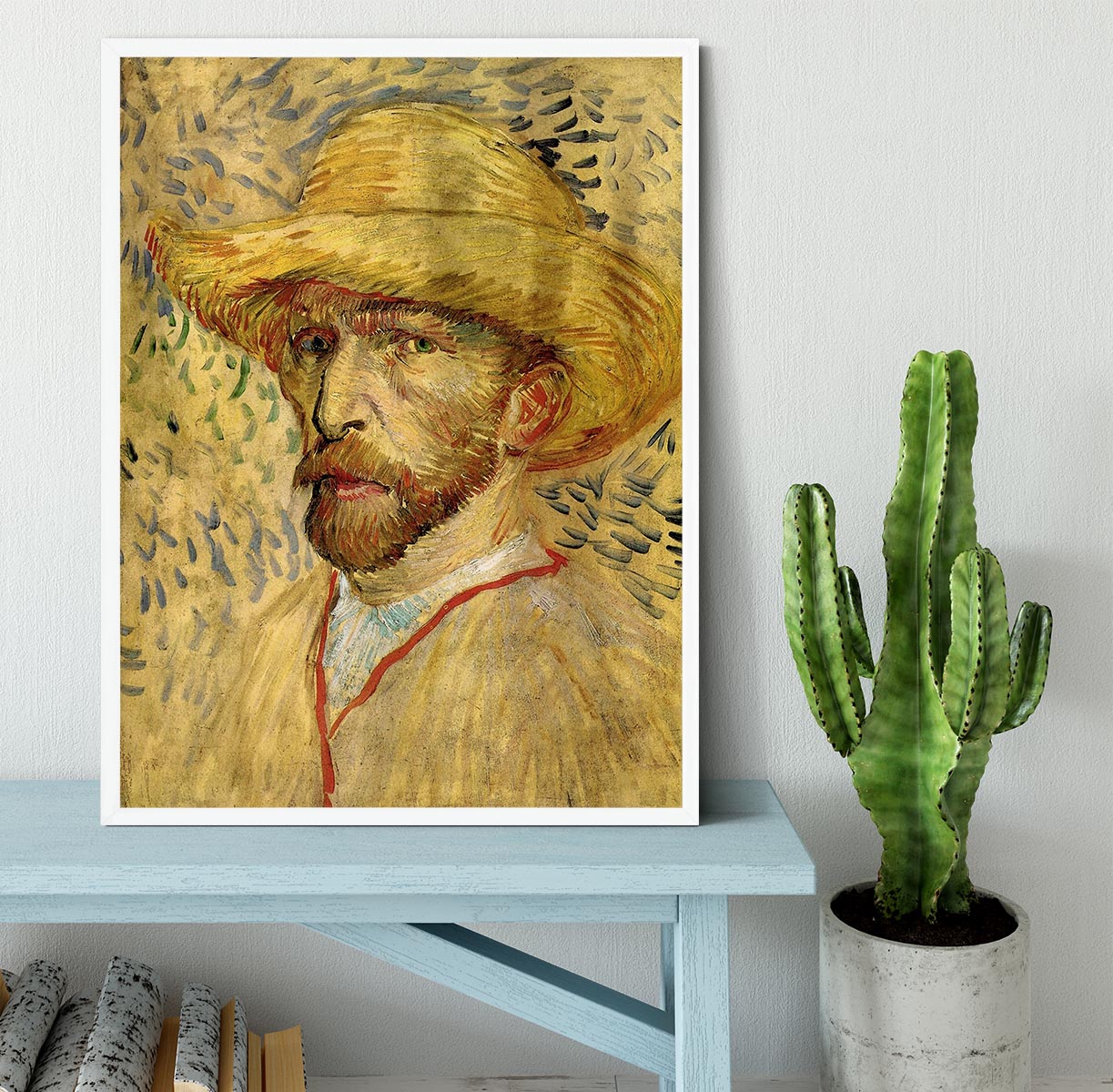 Self-Portrait with Straw Hat 2 by Van Gogh Framed Print - Canvas Art Rocks -6