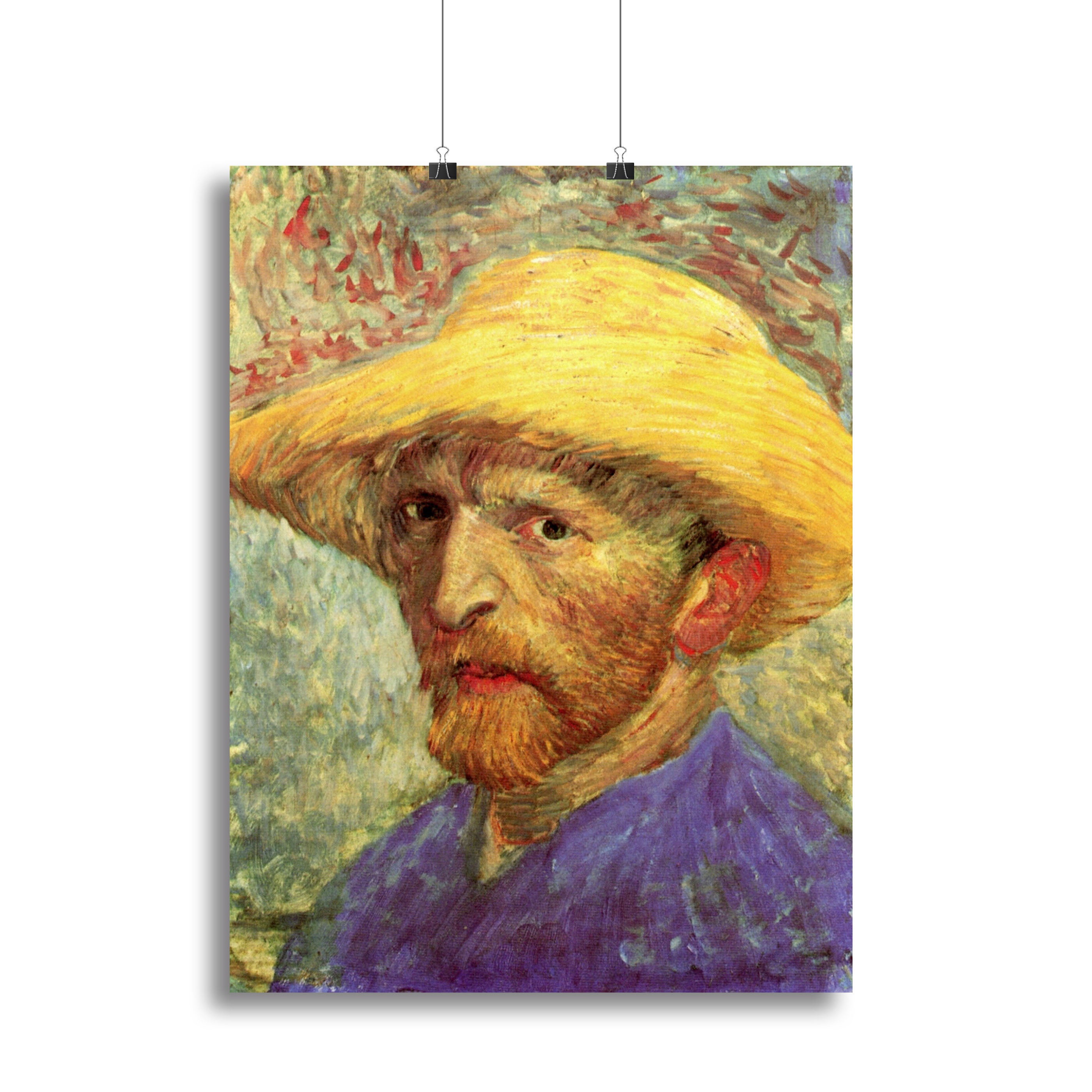 Self-Portrait with Straw Hat 3 by Van Gogh Canvas Print or Poster - Canvas Art Rocks - 2