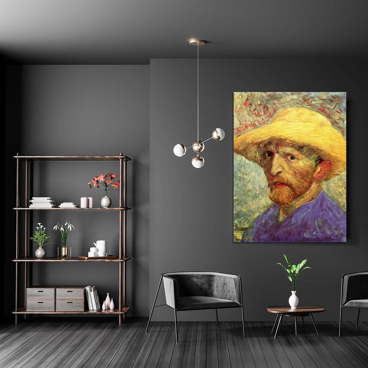 Self-Portrait with Straw Hat 3 by Van Gogh Canvas Print or Poster - Canvas Art Rocks - 5