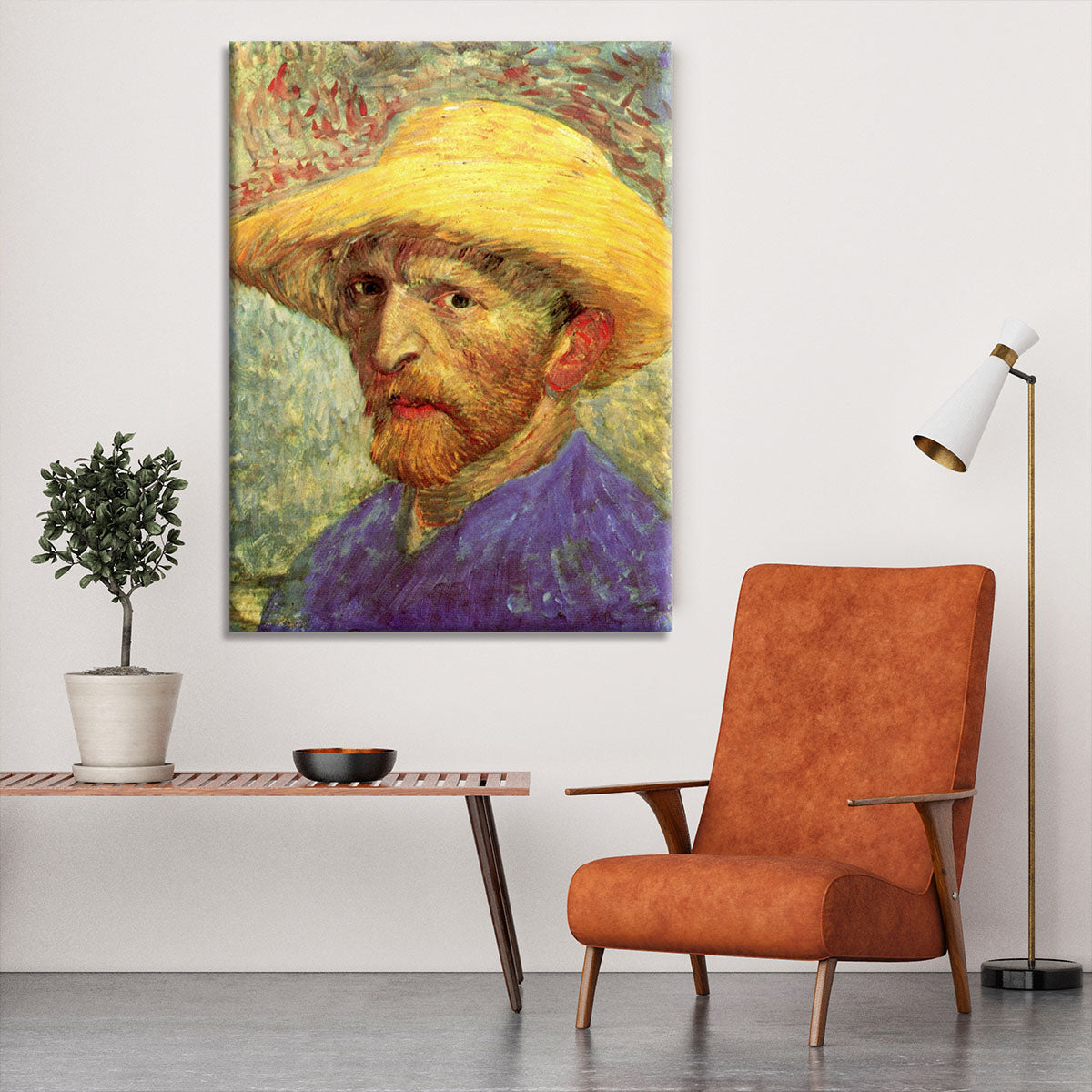 Self-Portrait with Straw Hat 3 by Van Gogh Canvas Print or Poster - Canvas Art Rocks - 6