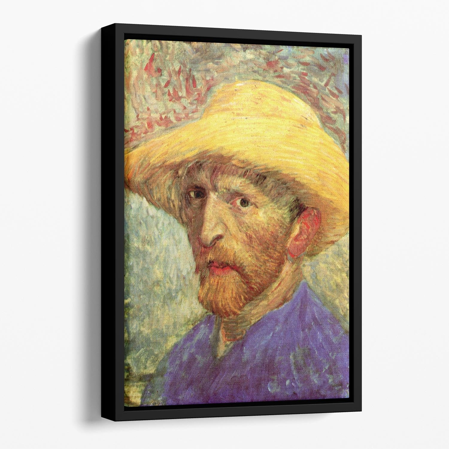 Self-Portrait with Straw Hat 3 by Van Gogh Floating Framed Canvas