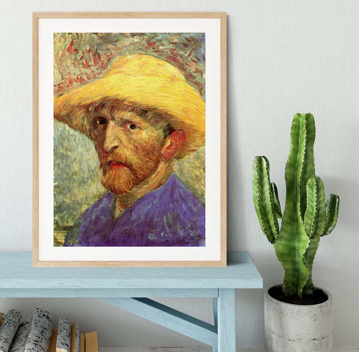 Self-Portrait with Straw Hat 3 by Van Gogh Framed Print - Canvas Art Rocks - 3
