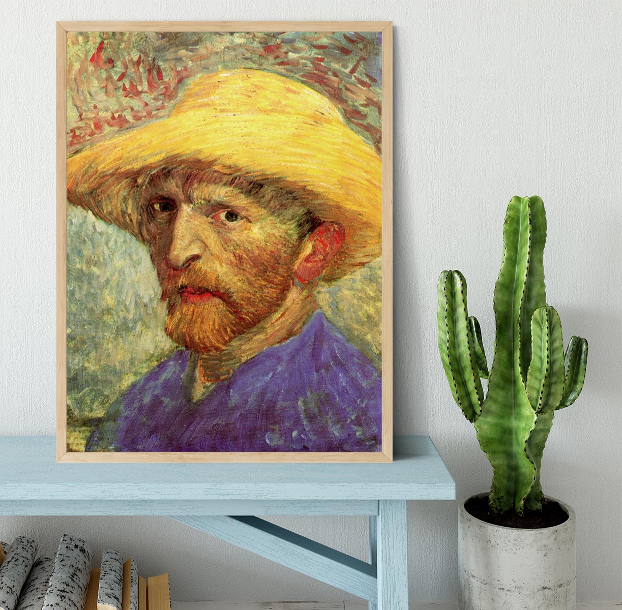 Self-Portrait with Straw Hat 3 by Van Gogh Framed Print - Canvas Art Rocks - 4