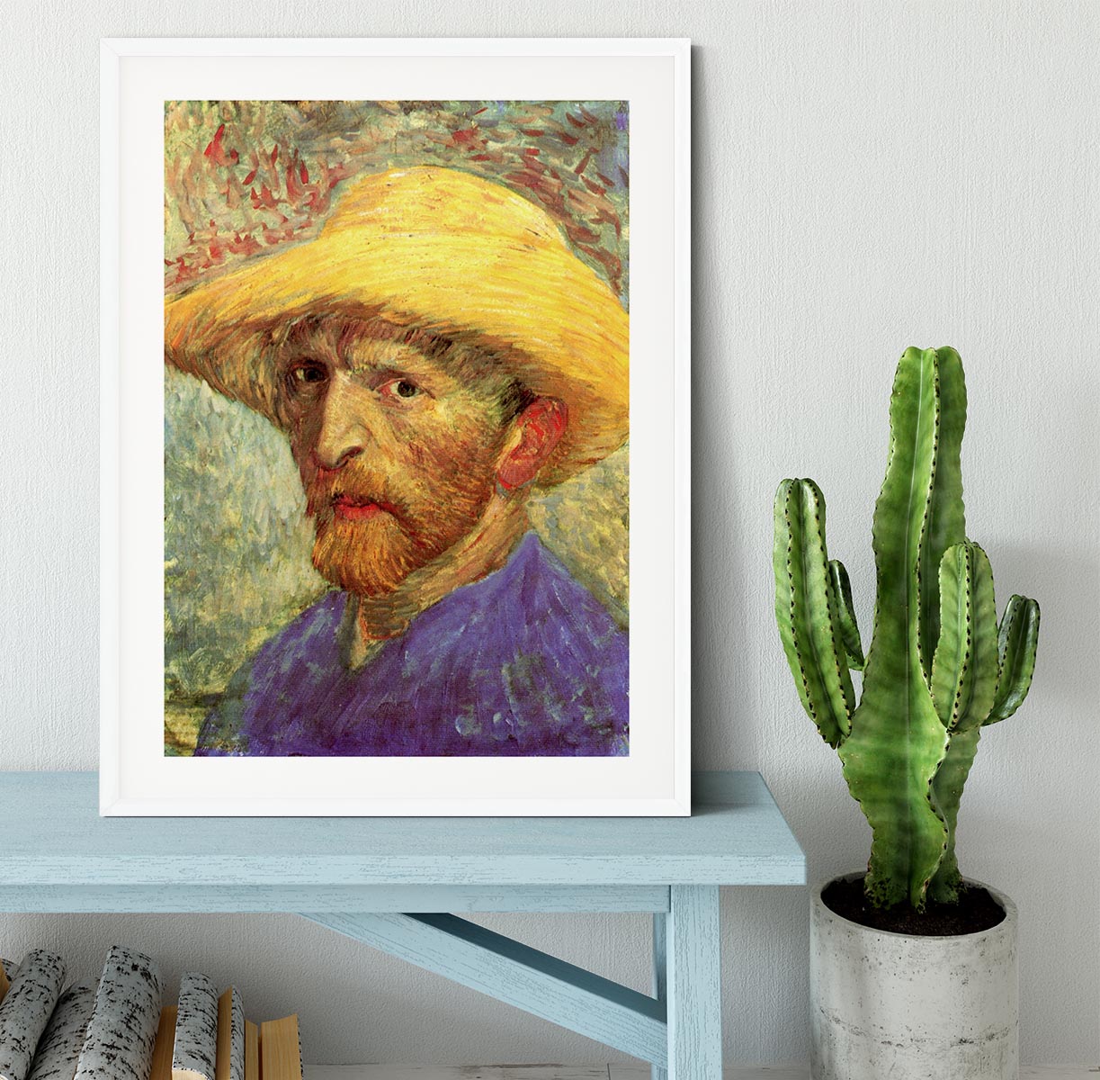 Self-Portrait with Straw Hat 3 by Van Gogh Framed Print - Canvas Art Rocks - 5