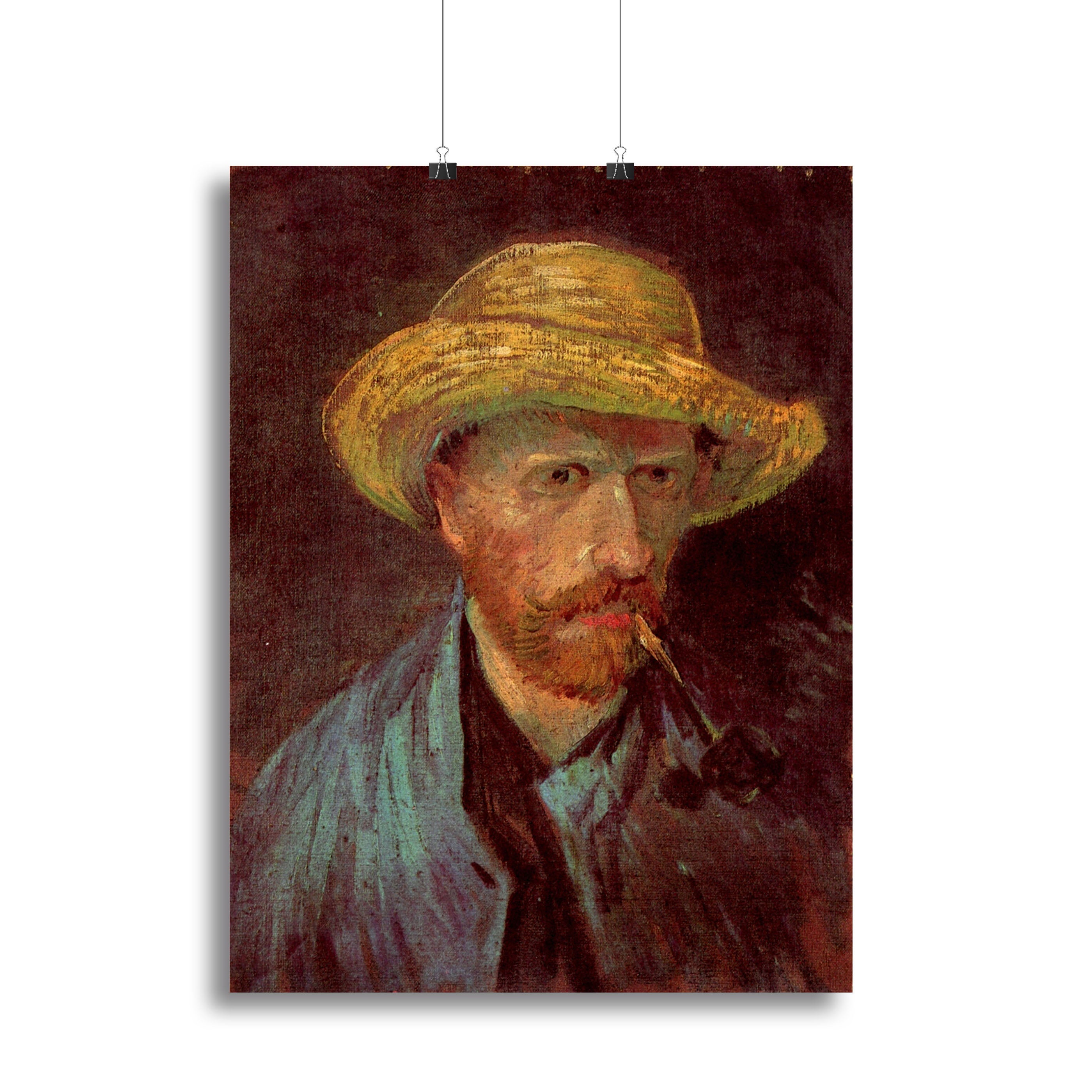 Self-Portrait with Straw Hat and Pipe by Van Gogh Canvas Print or Poster - Canvas Art Rocks - 2