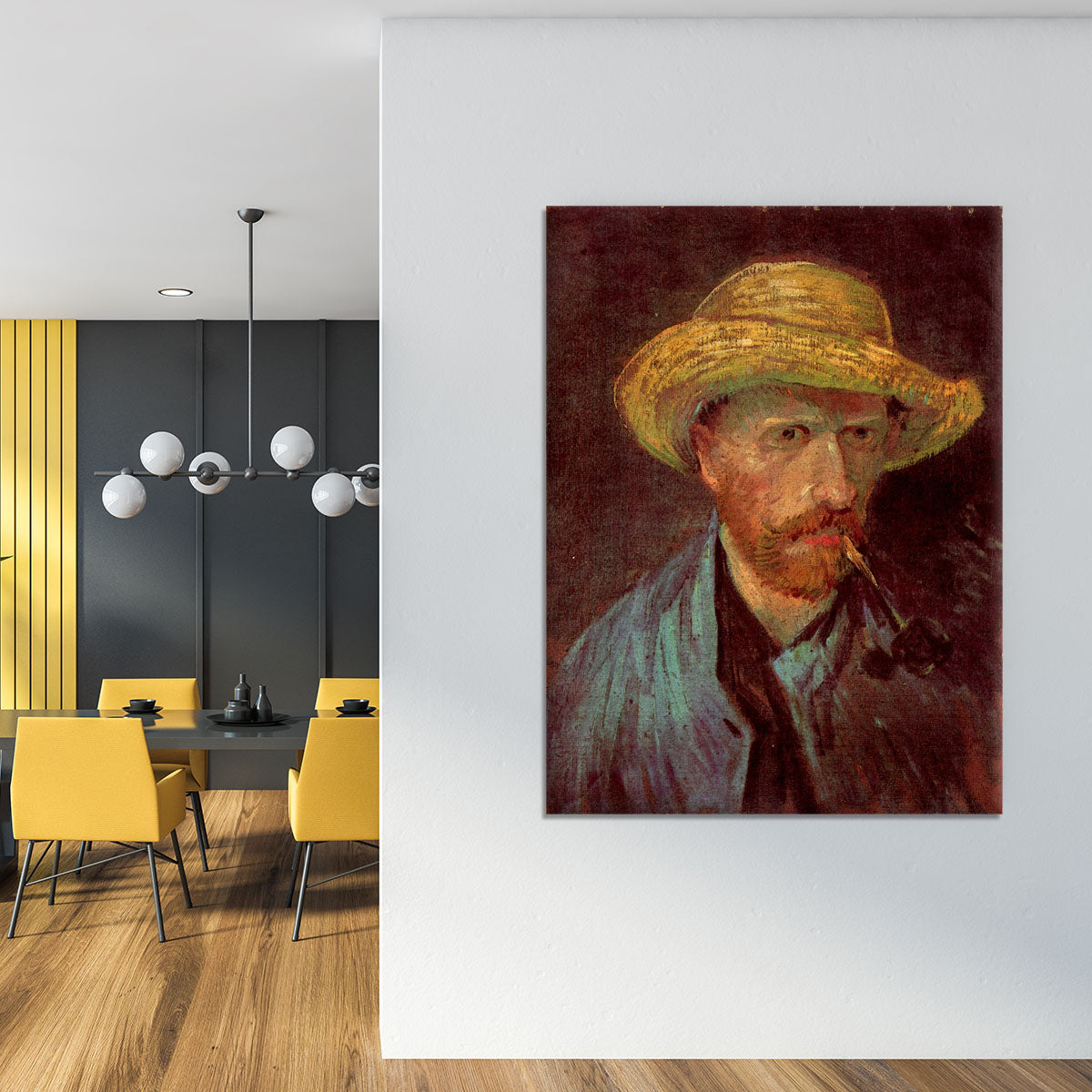 Self-Portrait with Straw Hat and Pipe by Van Gogh Canvas Print or Poster - Canvas Art Rocks - 4