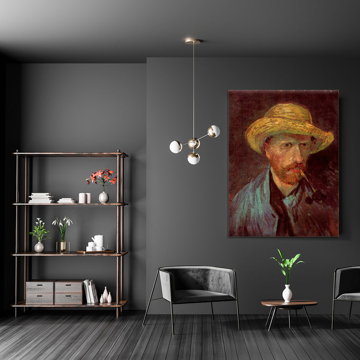 Self-Portrait with Straw Hat and Pipe by Van Gogh Canvas Print or Poster - Canvas Art Rocks - 5