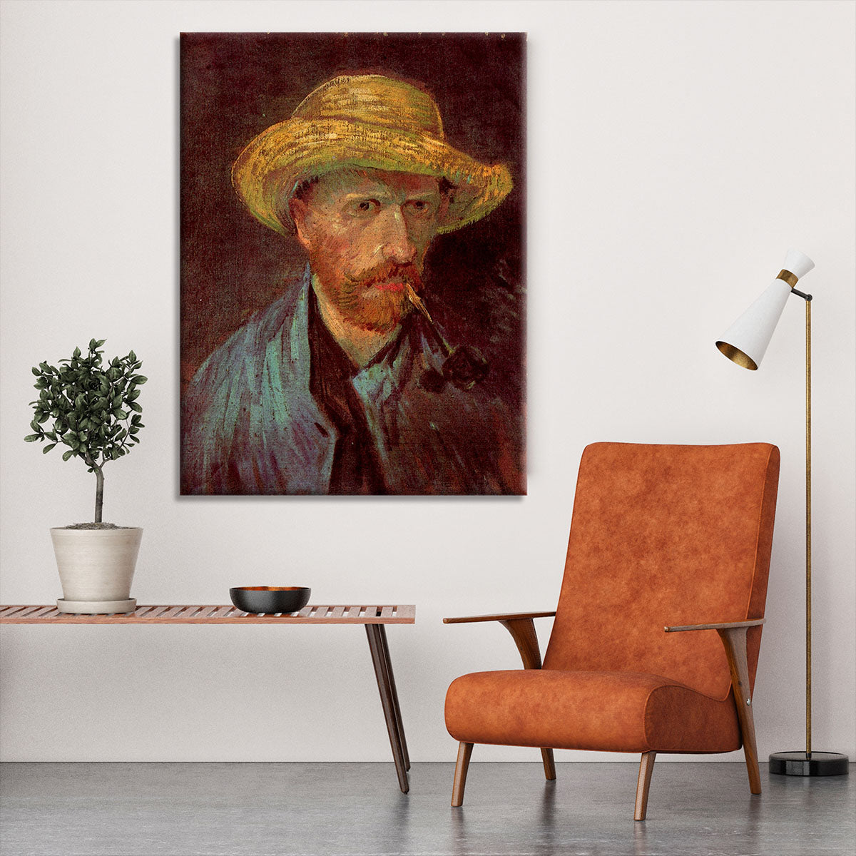 Self-Portrait with Straw Hat and Pipe by Van Gogh Canvas Print or Poster - Canvas Art Rocks - 6