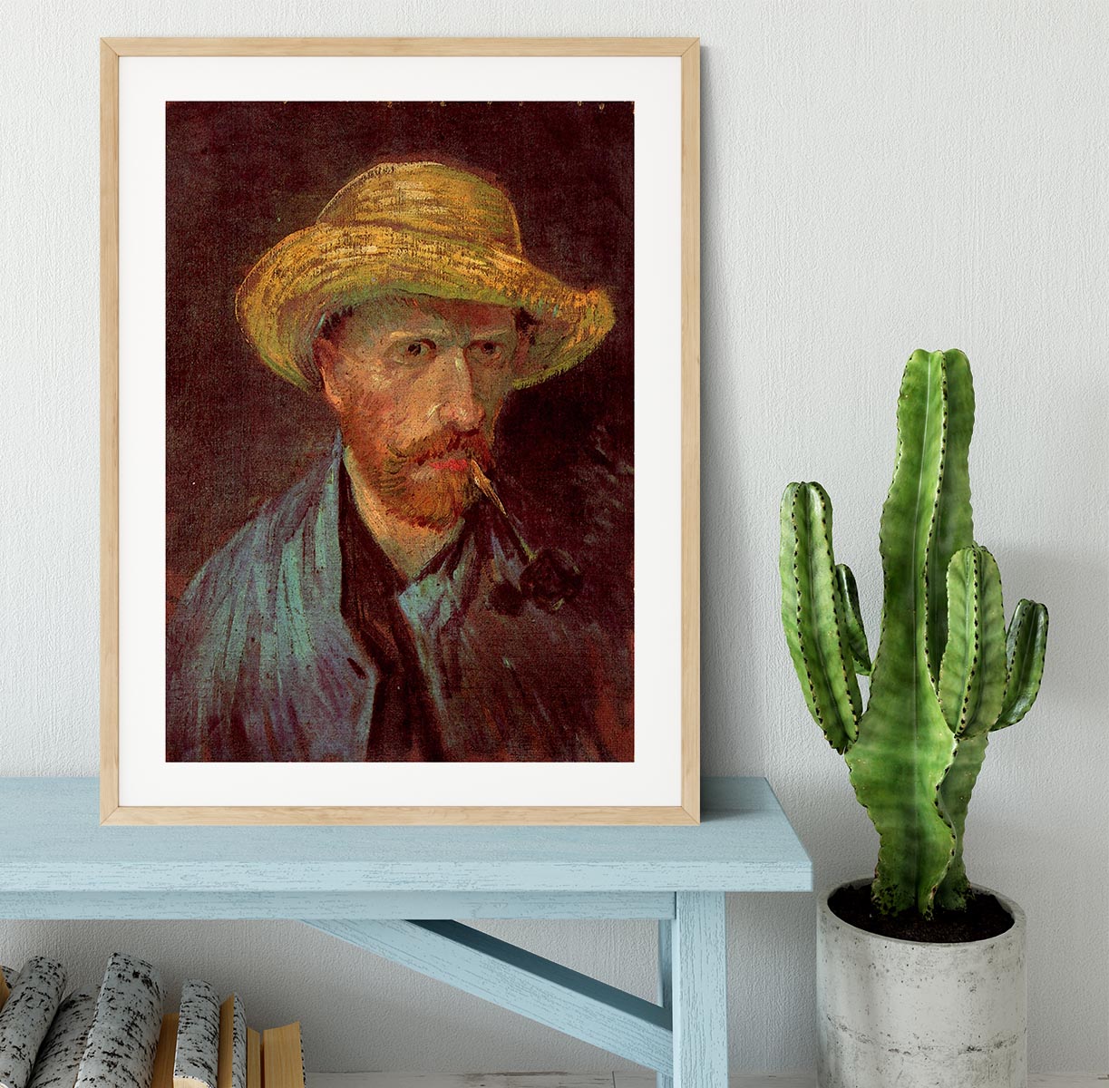 Self-Portrait with Straw Hat and Pipe by Van Gogh Framed Print - Canvas Art Rocks - 3