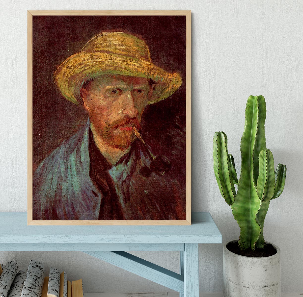 Self-Portrait with Straw Hat and Pipe by Van Gogh Framed Print - Canvas Art Rocks - 4