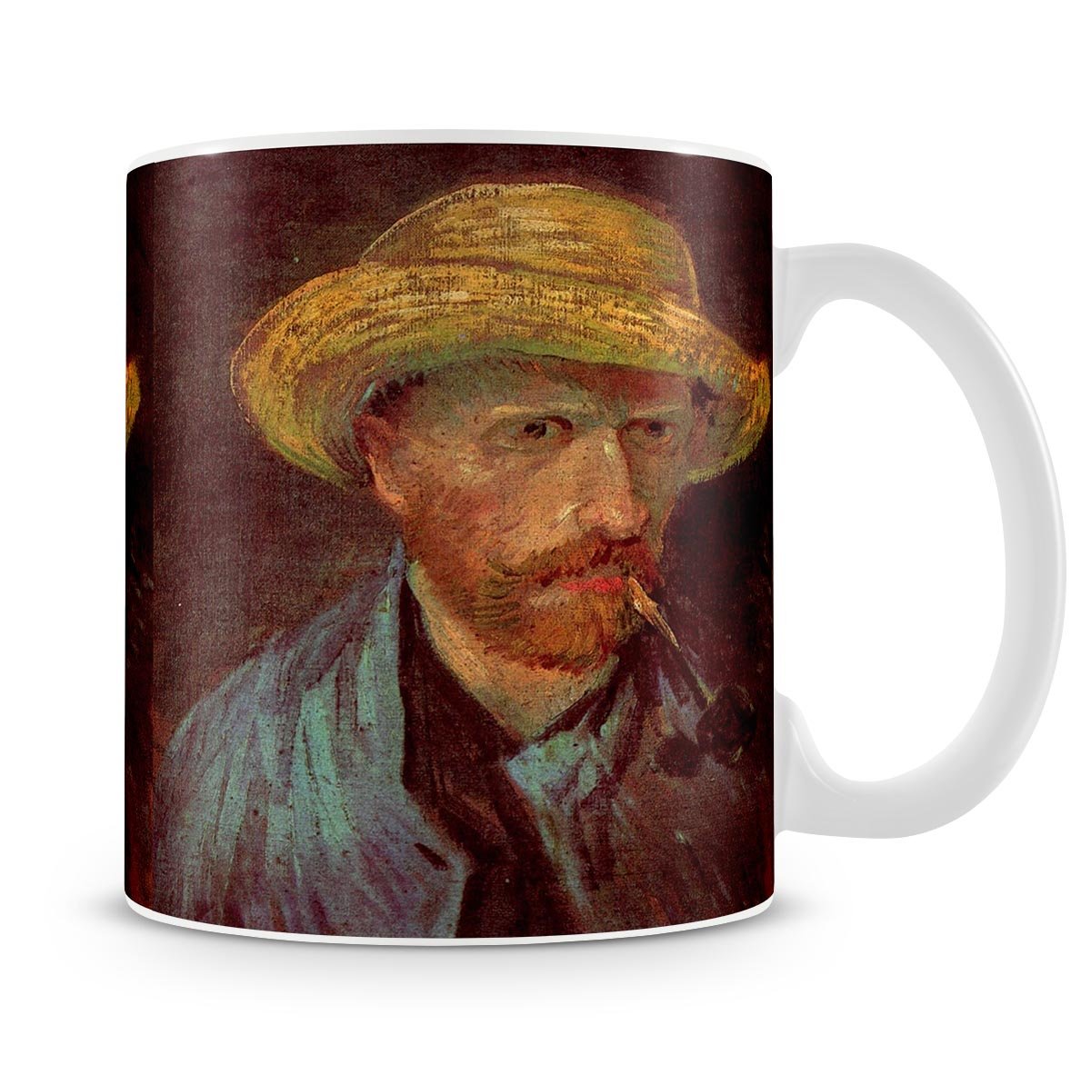 Self-Portrait with Straw Hat and Pipe by Van Gogh Mug - Canvas Art Rocks - 4