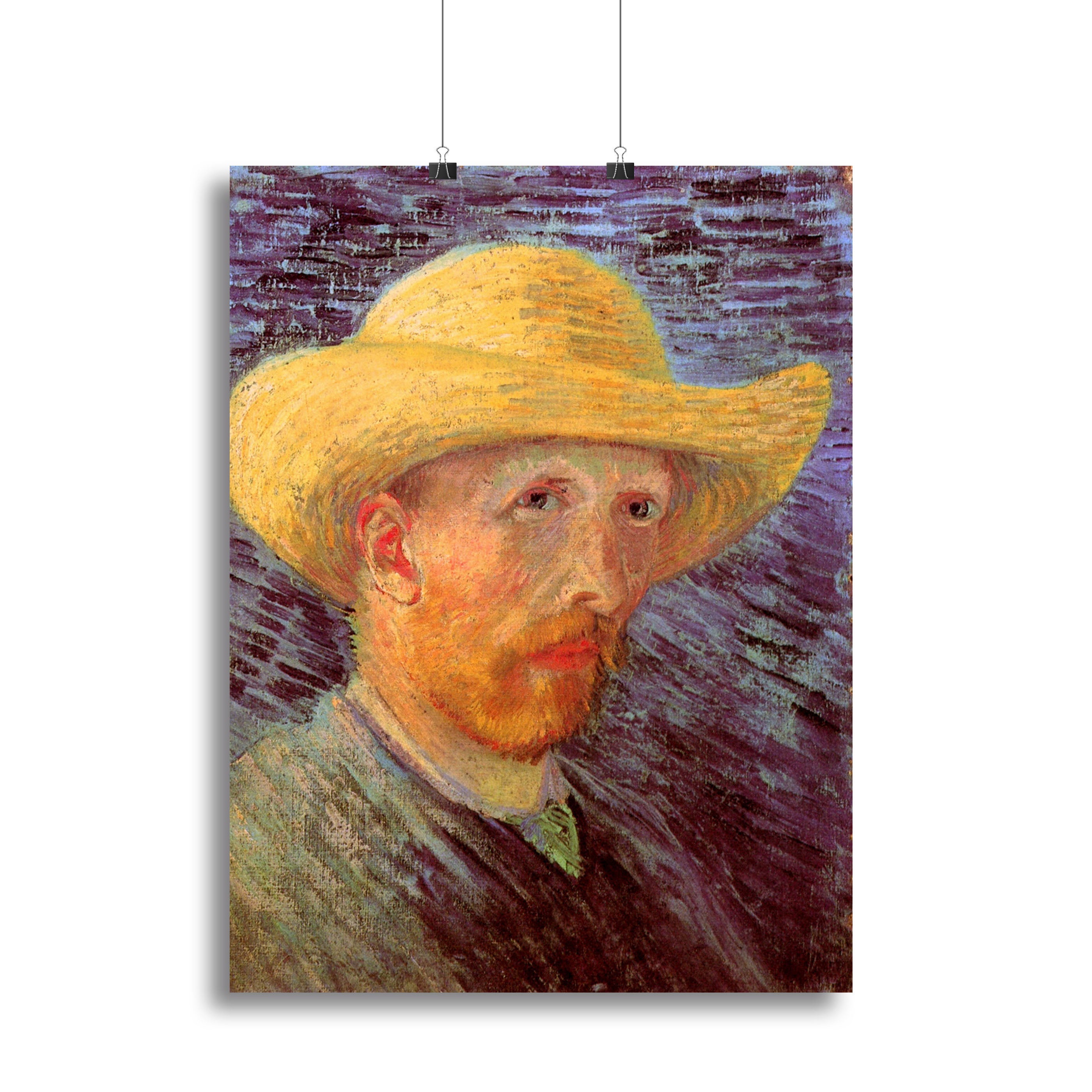 Self-Portrait with Straw Hat by Van Gogh Canvas Print or Poster - Canvas Art Rocks - 2