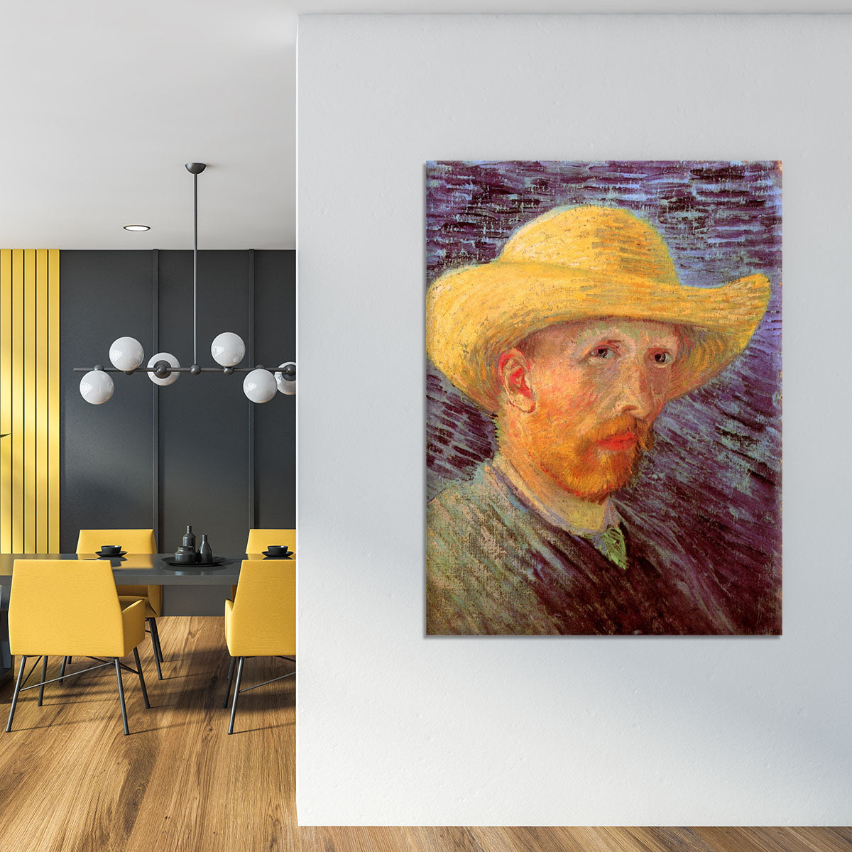 Self-Portrait with Straw Hat by Van Gogh Canvas Print or Poster - Canvas Art Rocks - 4