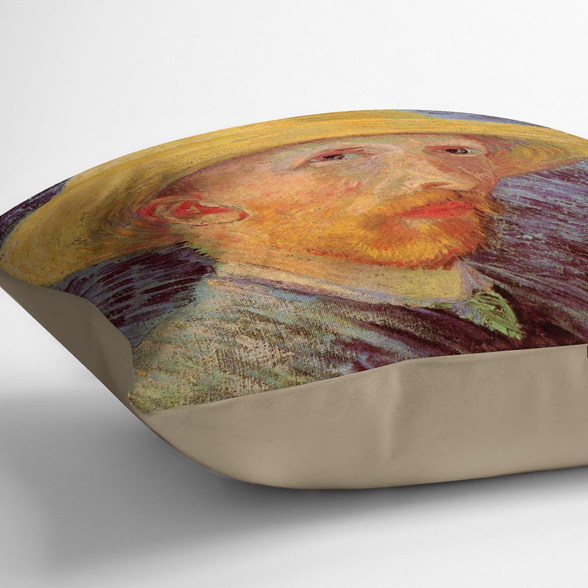 Self-Portrait with Straw Hat by Van Gogh Cushion