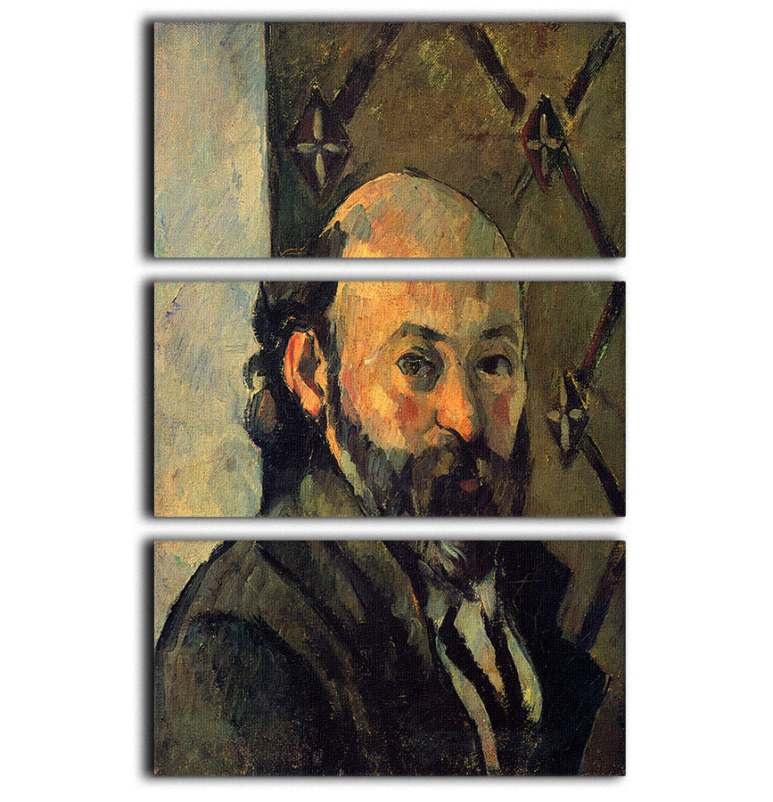 Self-portrait in front of wallpaper by Cezanne 3 Split Panel Canvas Print - Canvas Art Rocks - 1