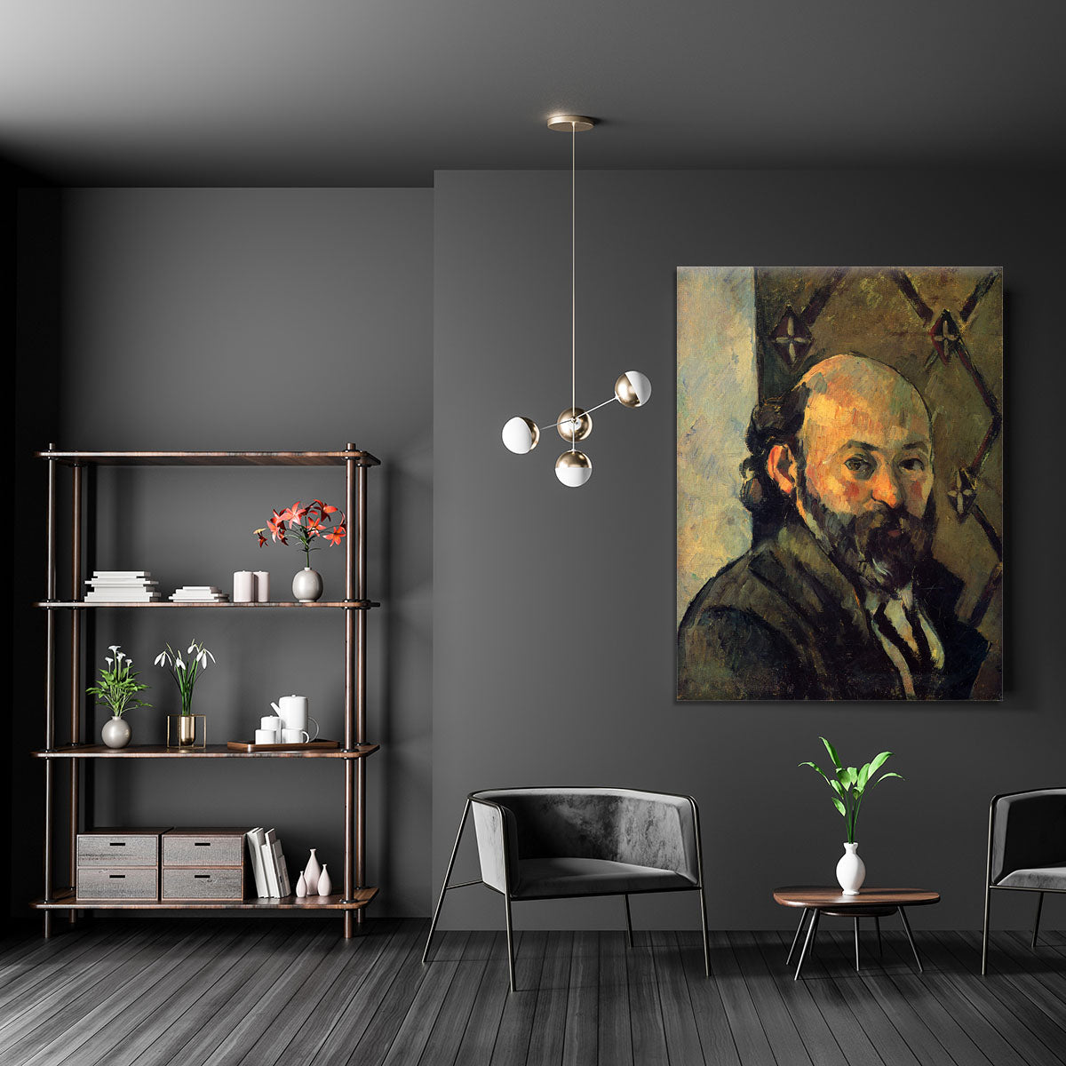 Self-portrait in front of wallpaper by Cezanne Canvas Print or Poster - Canvas Art Rocks - 5