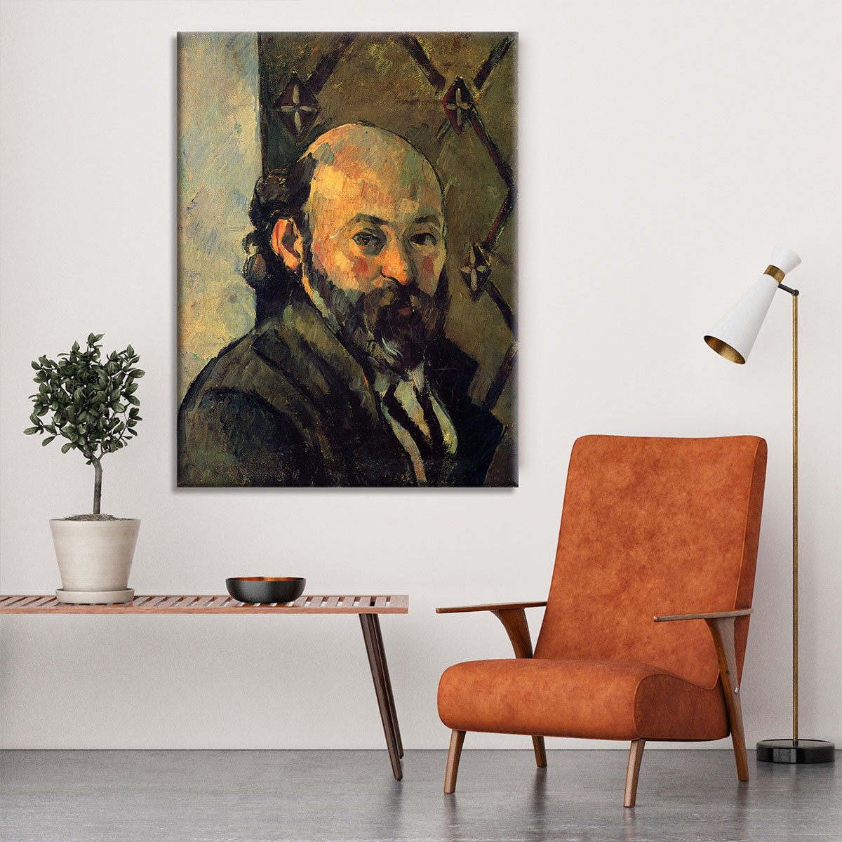 Self-portrait in front of wallpaper by Cezanne Canvas Print or Poster - Canvas Art Rocks - 6