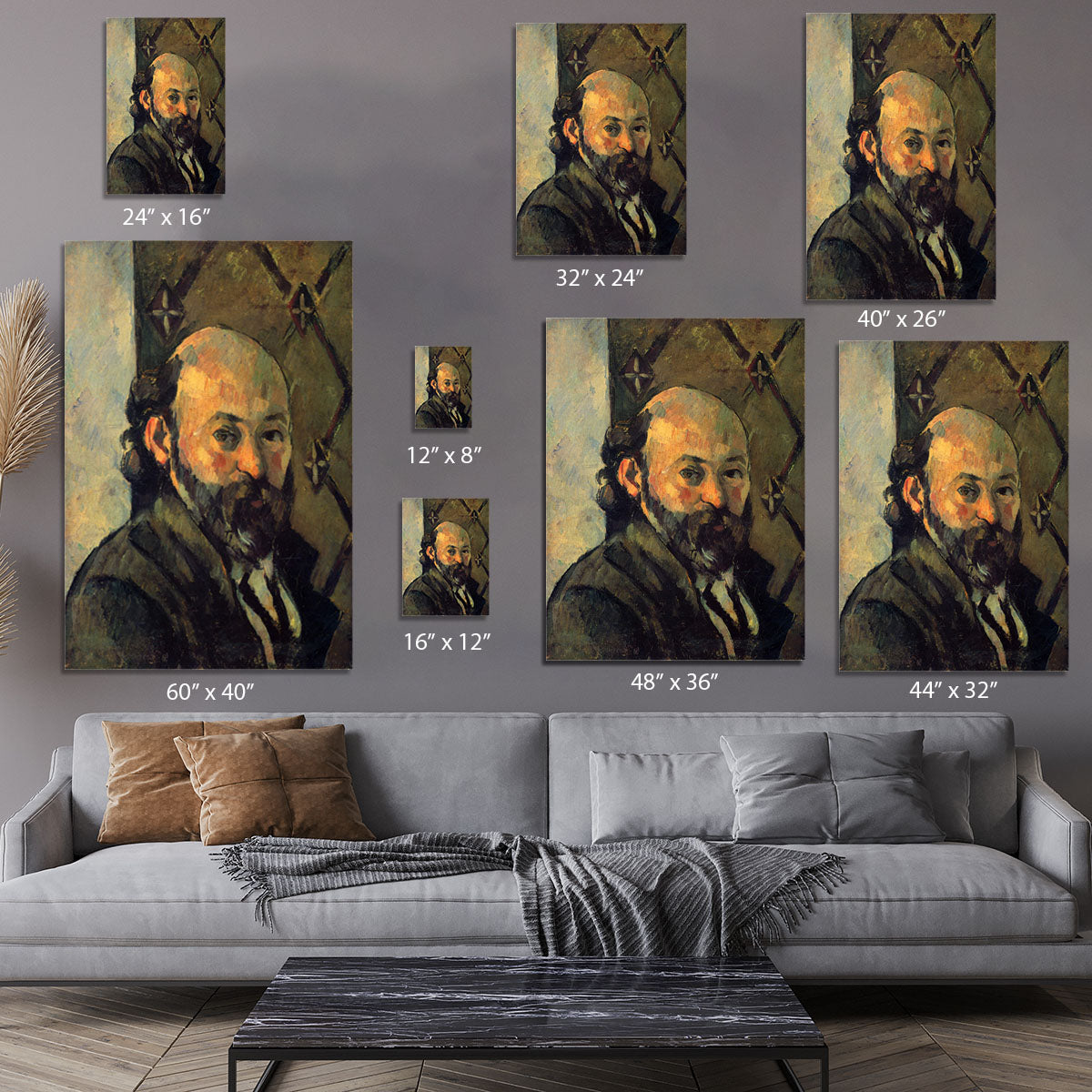 Self-portrait in front of wallpaper by Cezanne Canvas Print or Poster - Canvas Art Rocks - 7