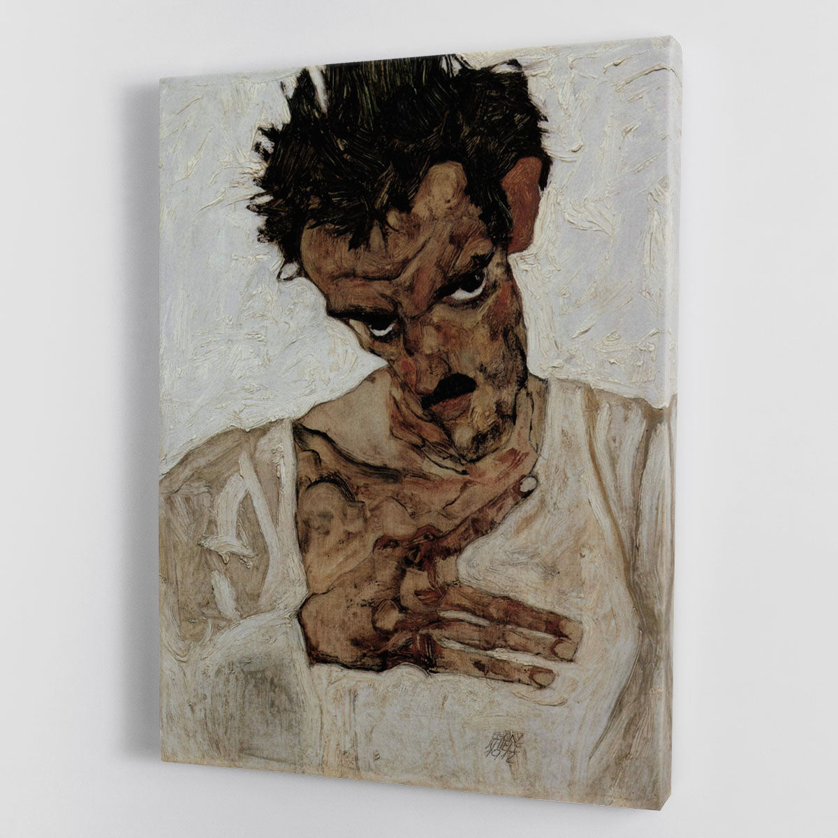 Self-portrait with lowered head by Egon Schiele Canvas Print or Poster - Canvas Art Rocks - 1
