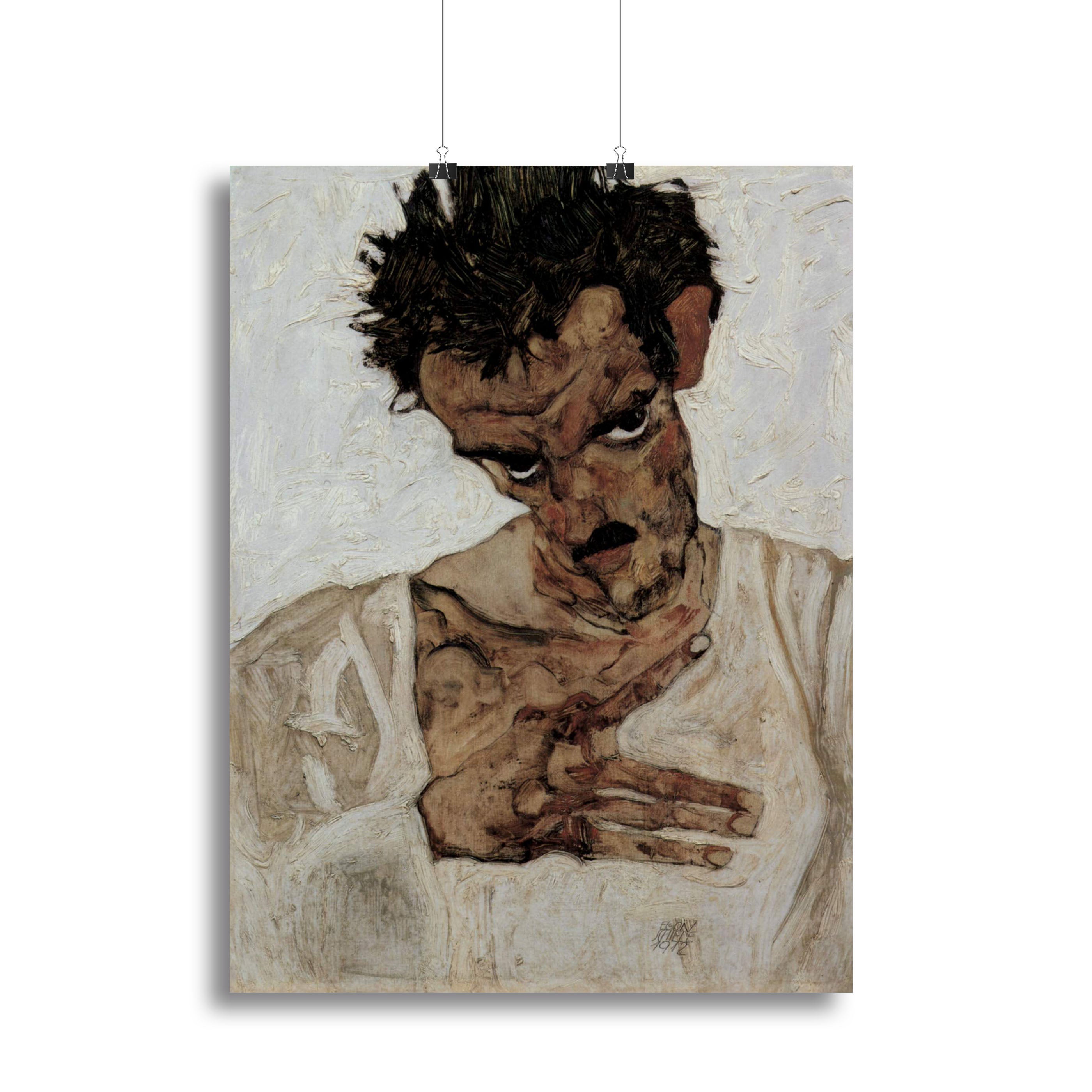 Self-portrait with lowered head by Egon Schiele Canvas Print or Poster - Canvas Art Rocks - 2