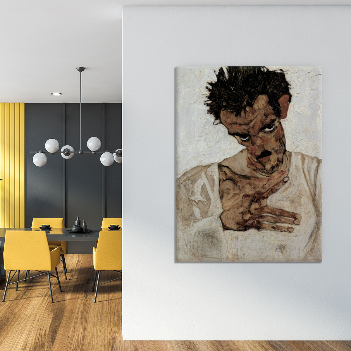Self-portrait with lowered head by Egon Schiele Canvas Print or Poster - Canvas Art Rocks - 4