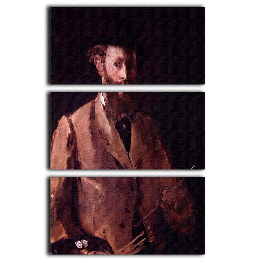 Self Portrait with Pallette by Manet 3 Split Panel Canvas Print - Canvas Art Rocks - 1