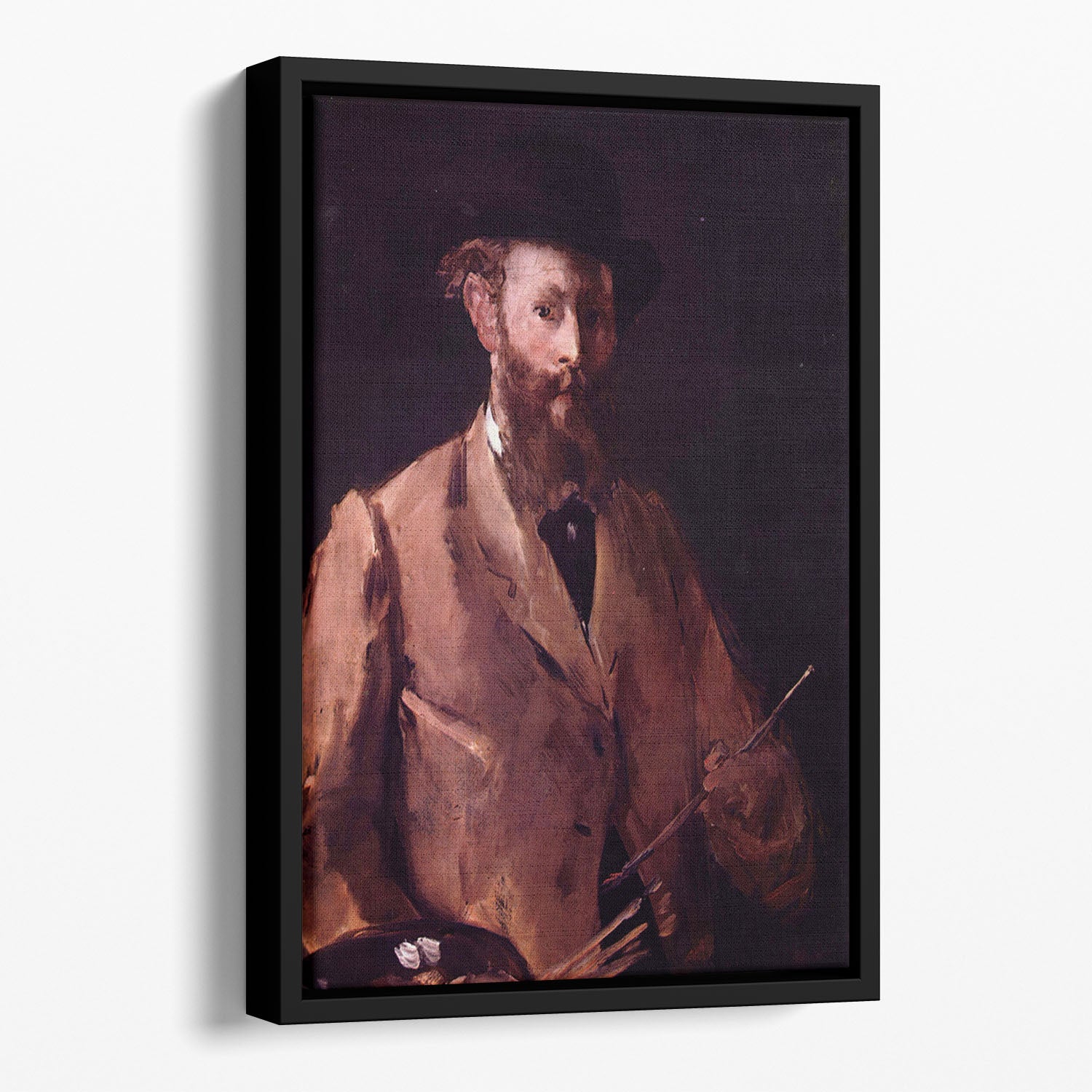 Self Portrait with Pallette by Manet Floating Framed Canvas