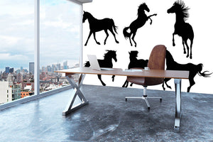 Set of horse silhouette collection Wall Mural Wallpaper - Canvas Art Rocks - 3