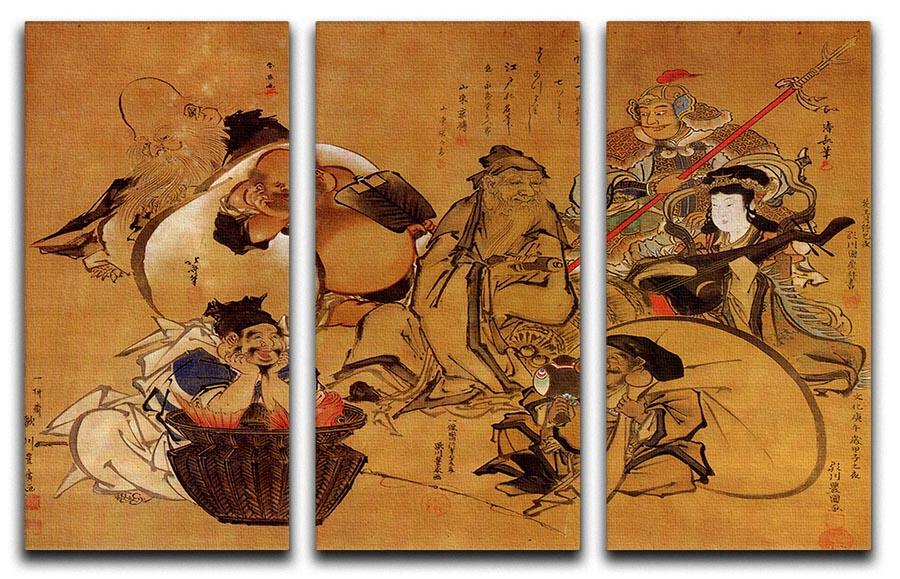 Seven gods of fortune by Hokusai 3 Split Panel Canvas Print - Canvas Art Rocks - 1