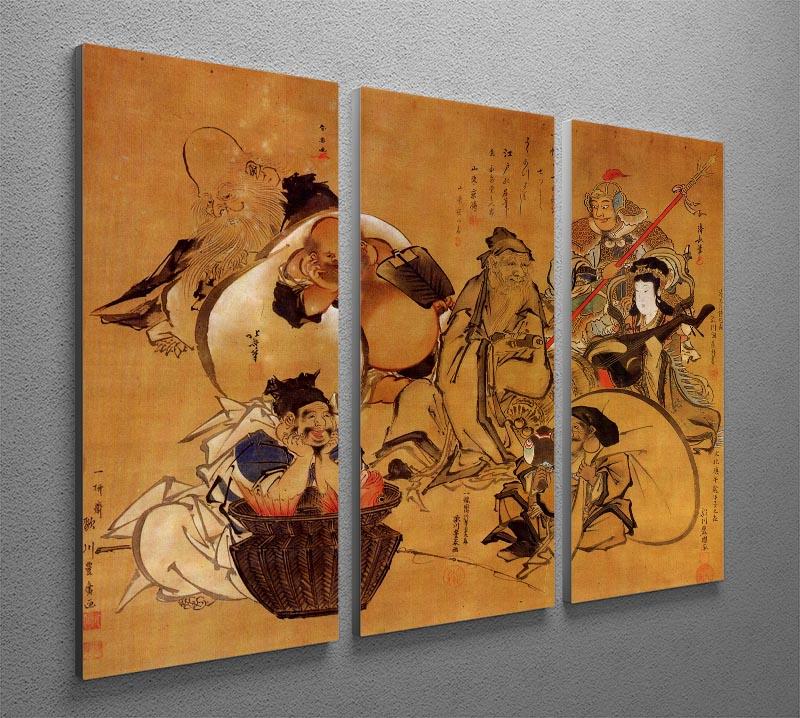 Seven gods of fortune by Hokusai 3 Split Panel Canvas Print - Canvas Art Rocks - 2