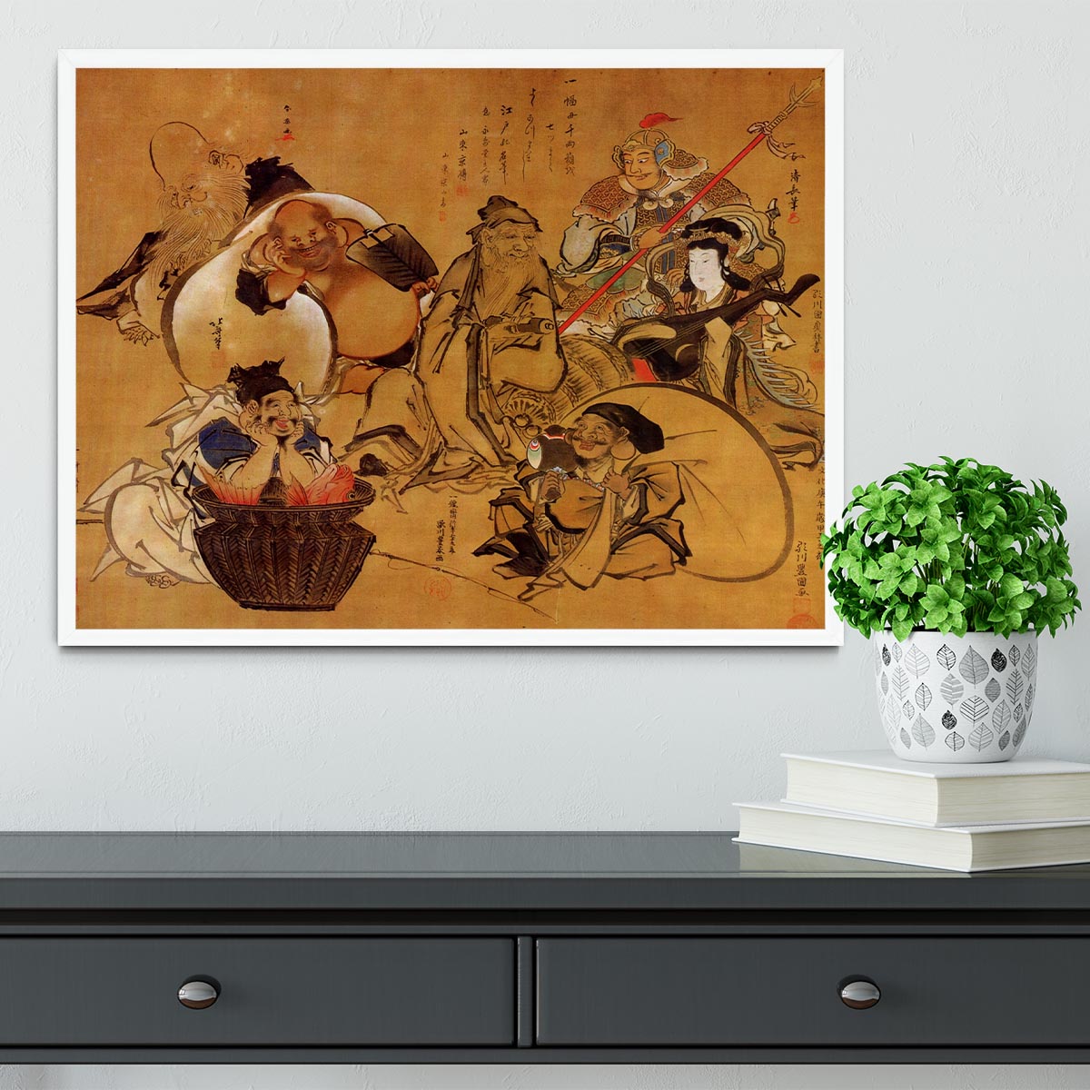 Seven gods of fortune by Hokusai Framed Print - Canvas Art Rocks -6