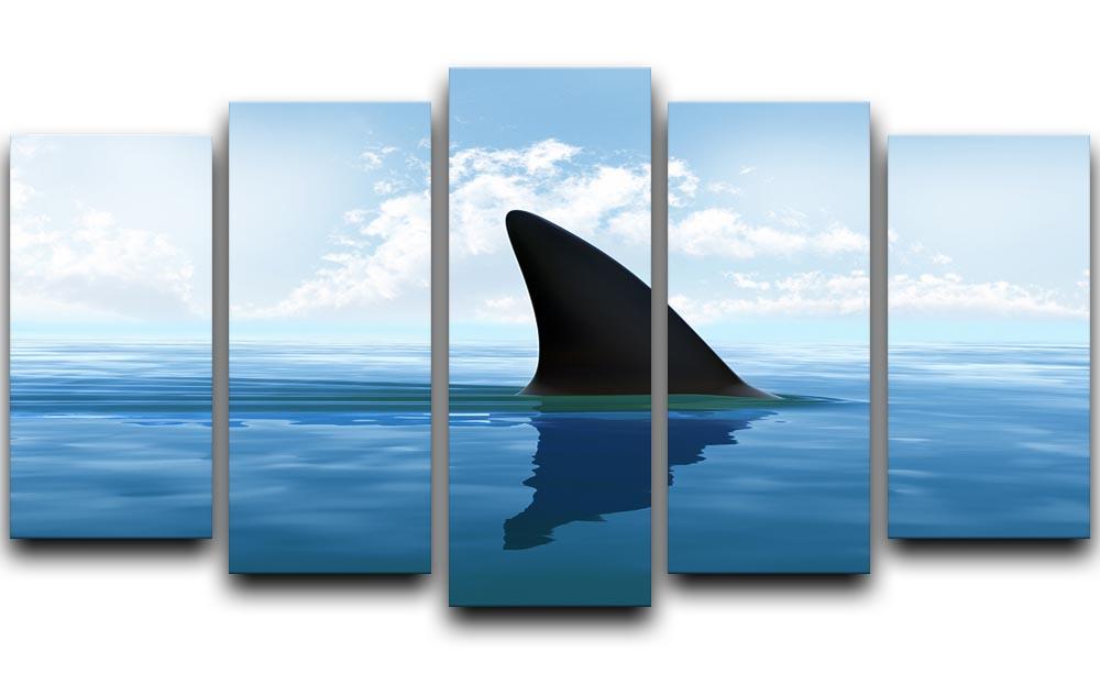 Shark fin above water 5 Split Panel Canvas  - Canvas Art Rocks - 1