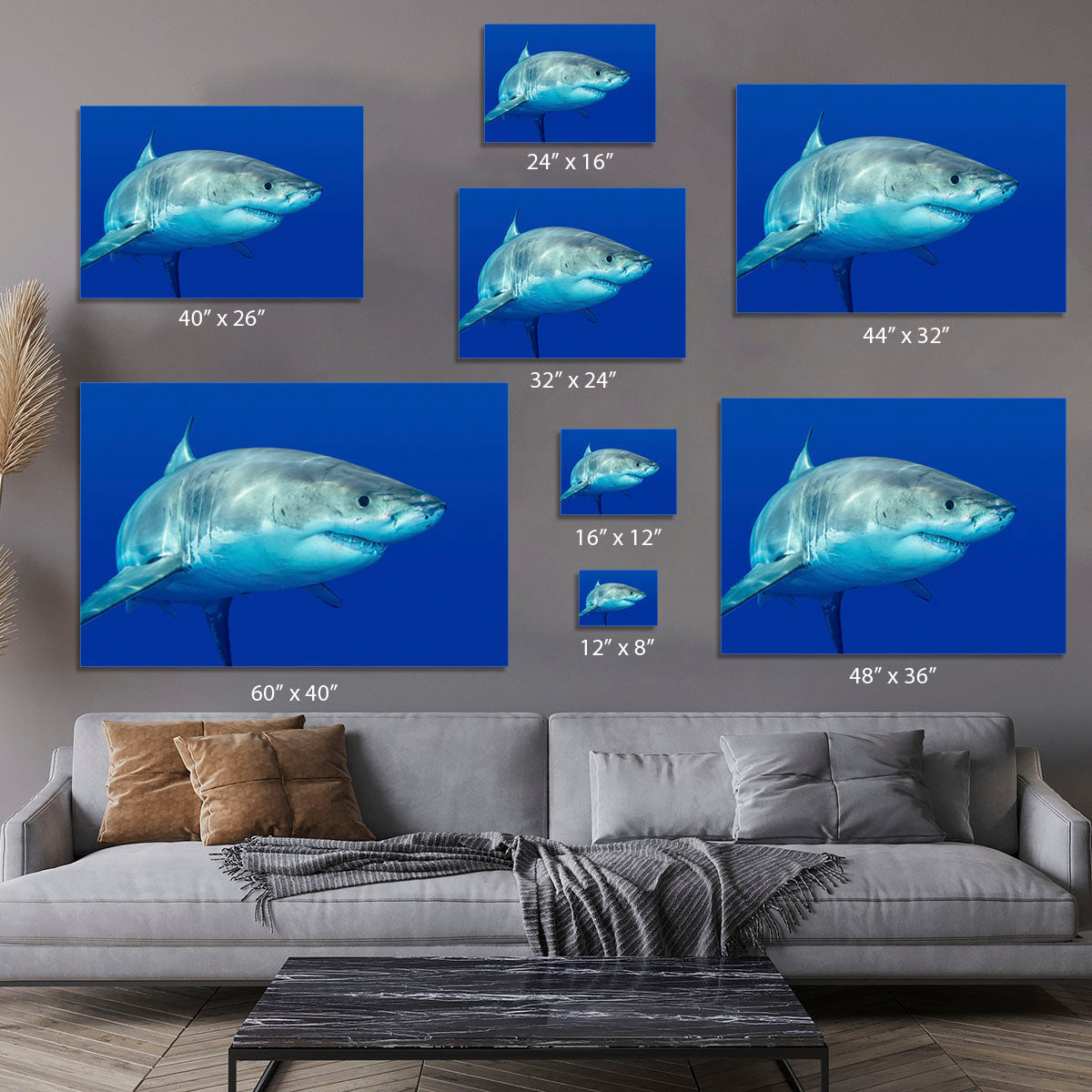 Shark swimming looking for food Canvas Print or Poster - Canvas Art Rocks - 7