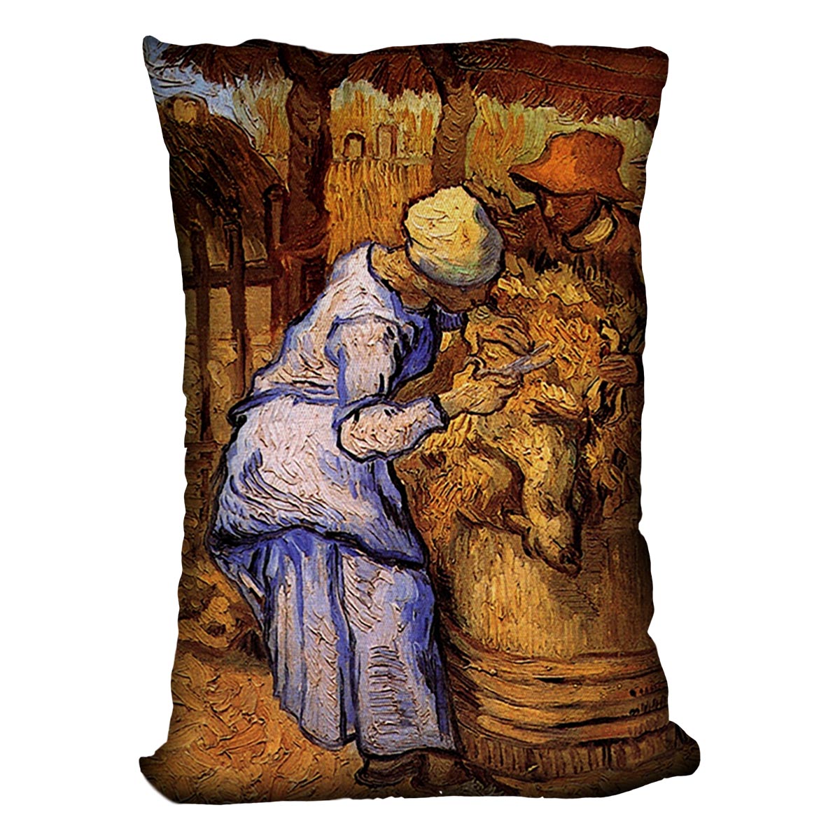 Sheep Shearers by Van Gogh Cushion Canvas Art Rocks