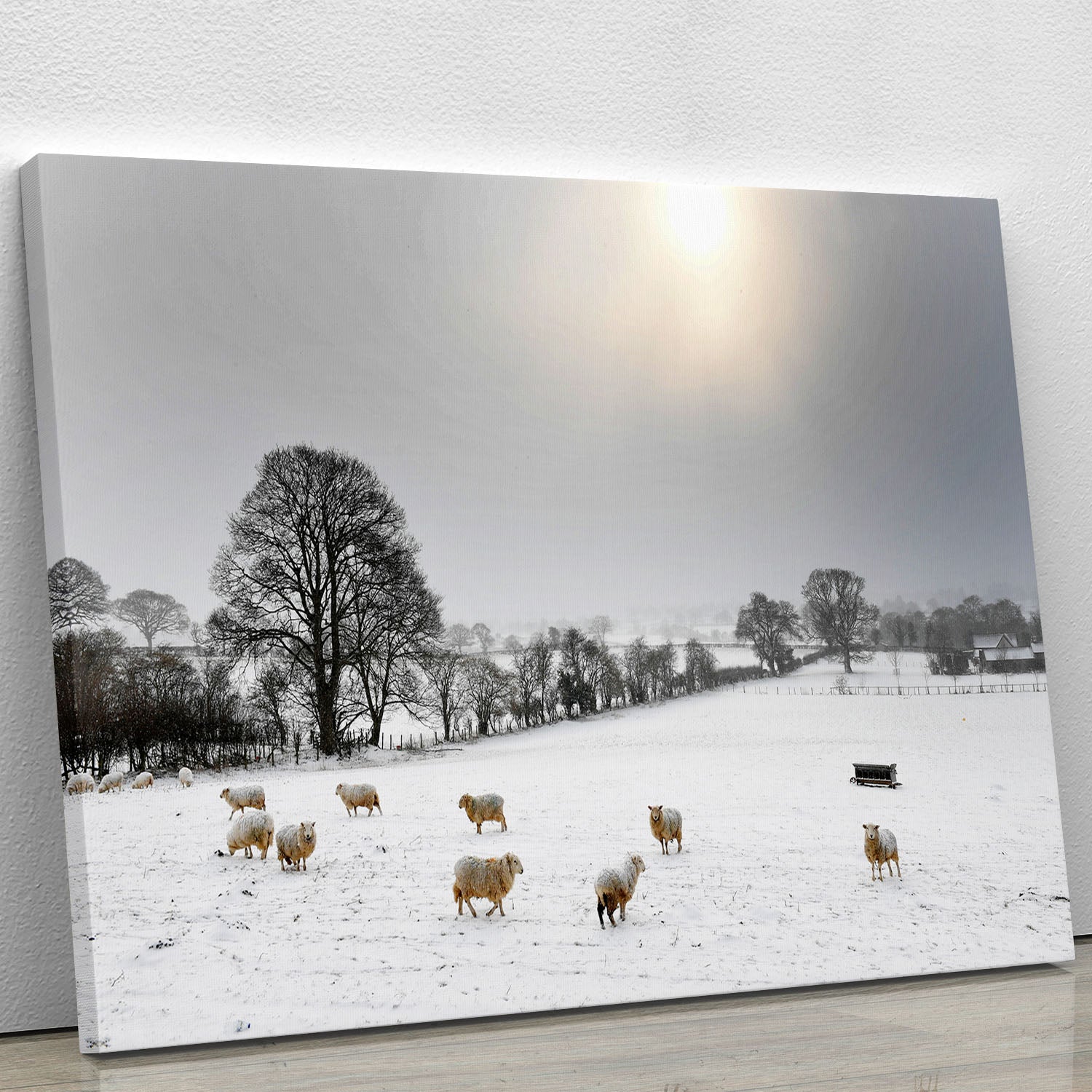 Sheep in the snow Canvas Print or Poster - Canvas Art Rocks - 1