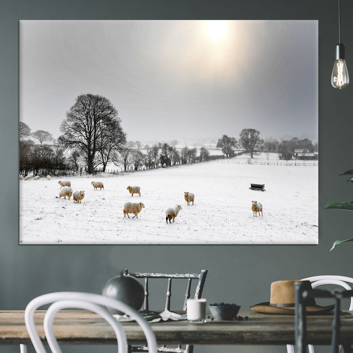 Sheep in the snow Canvas Print or Poster - Canvas Art Rocks - 3