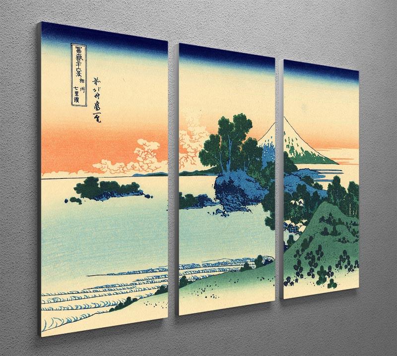 Shichiri beach in Sagami province by Hokusai 3 Split Panel Canvas Print - Canvas Art Rocks - 2