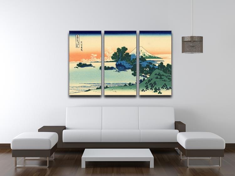 Shichiri beach in Sagami province by Hokusai 3 Split Panel Canvas Print - Canvas Art Rocks - 3
