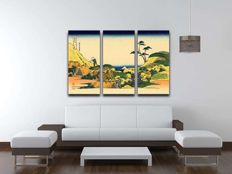 Shimomeguro by Hokusai 3 Split Panel Canvas Print - Canvas Art Rocks - 3