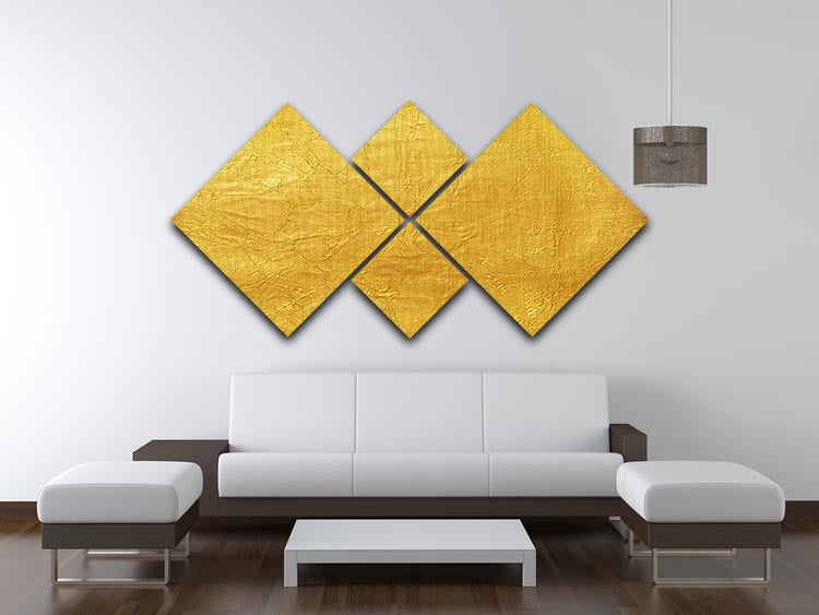 Shiny yellow leaf 4 Square Multi Panel Canvas - Canvas Art Rocks - 3