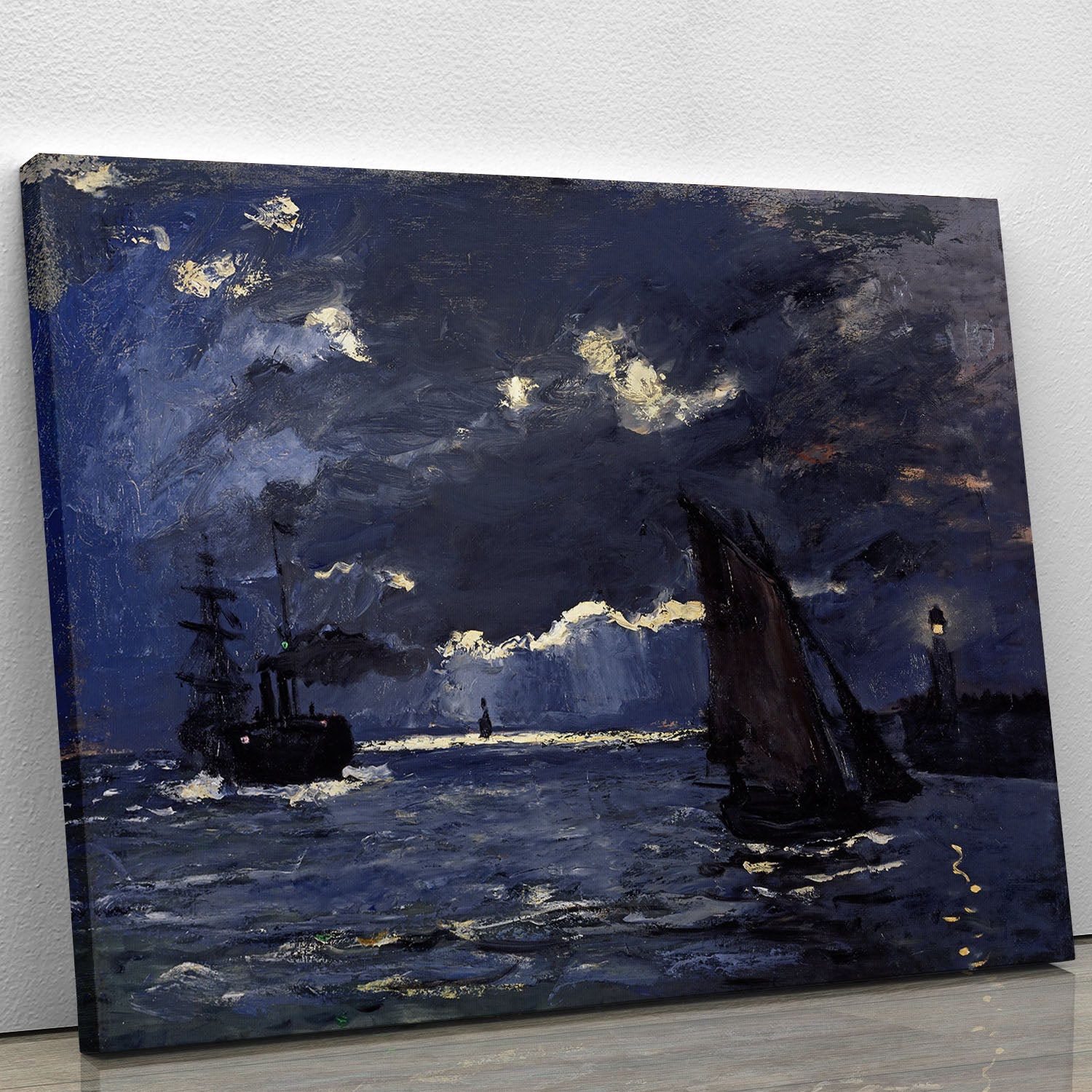 Shipping by Moonlight by Monet Canvas Print or Poster - Canvas Art Rocks - 1