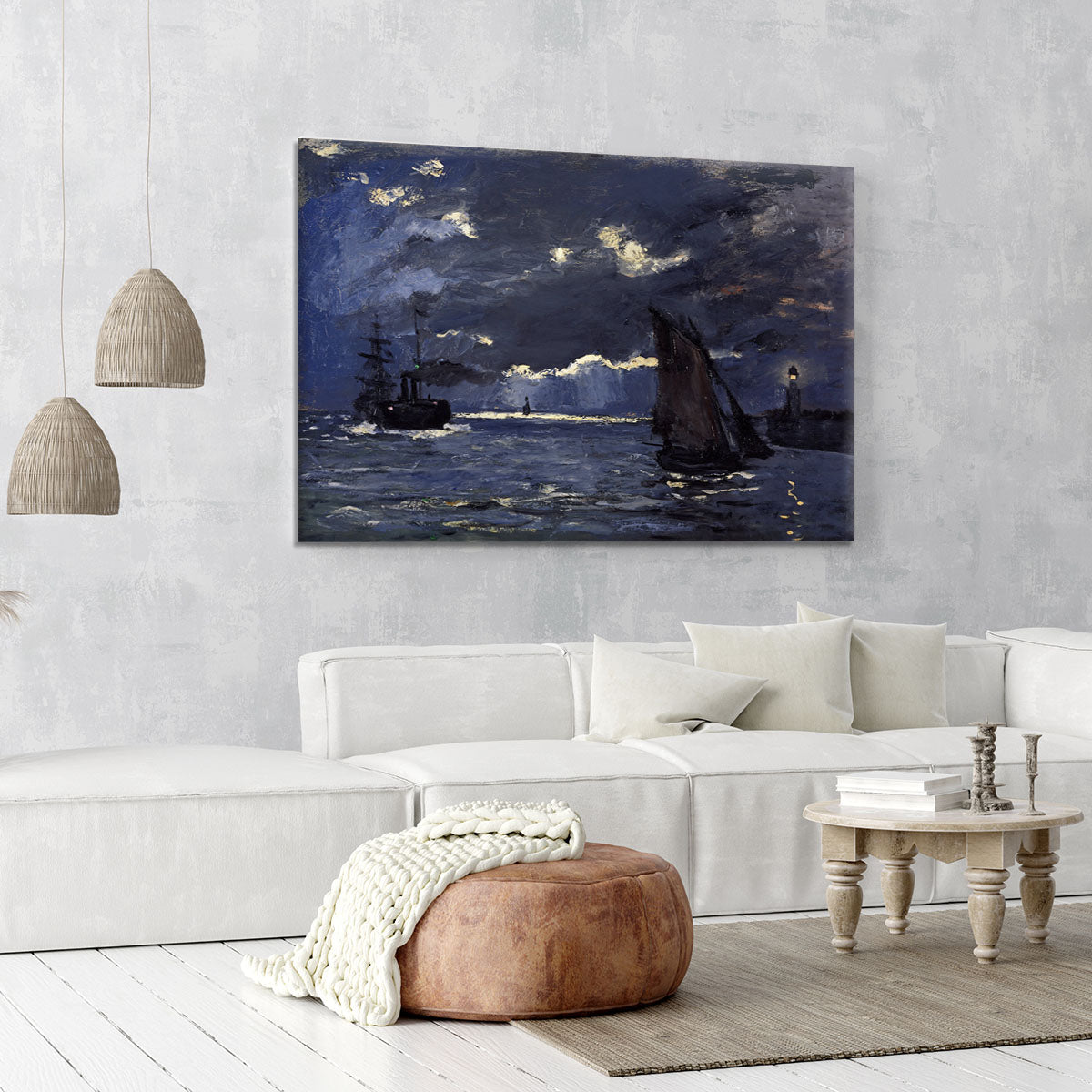 Shipping by Moonlight by Monet Canvas Print or Poster - Canvas Art Rocks - 6